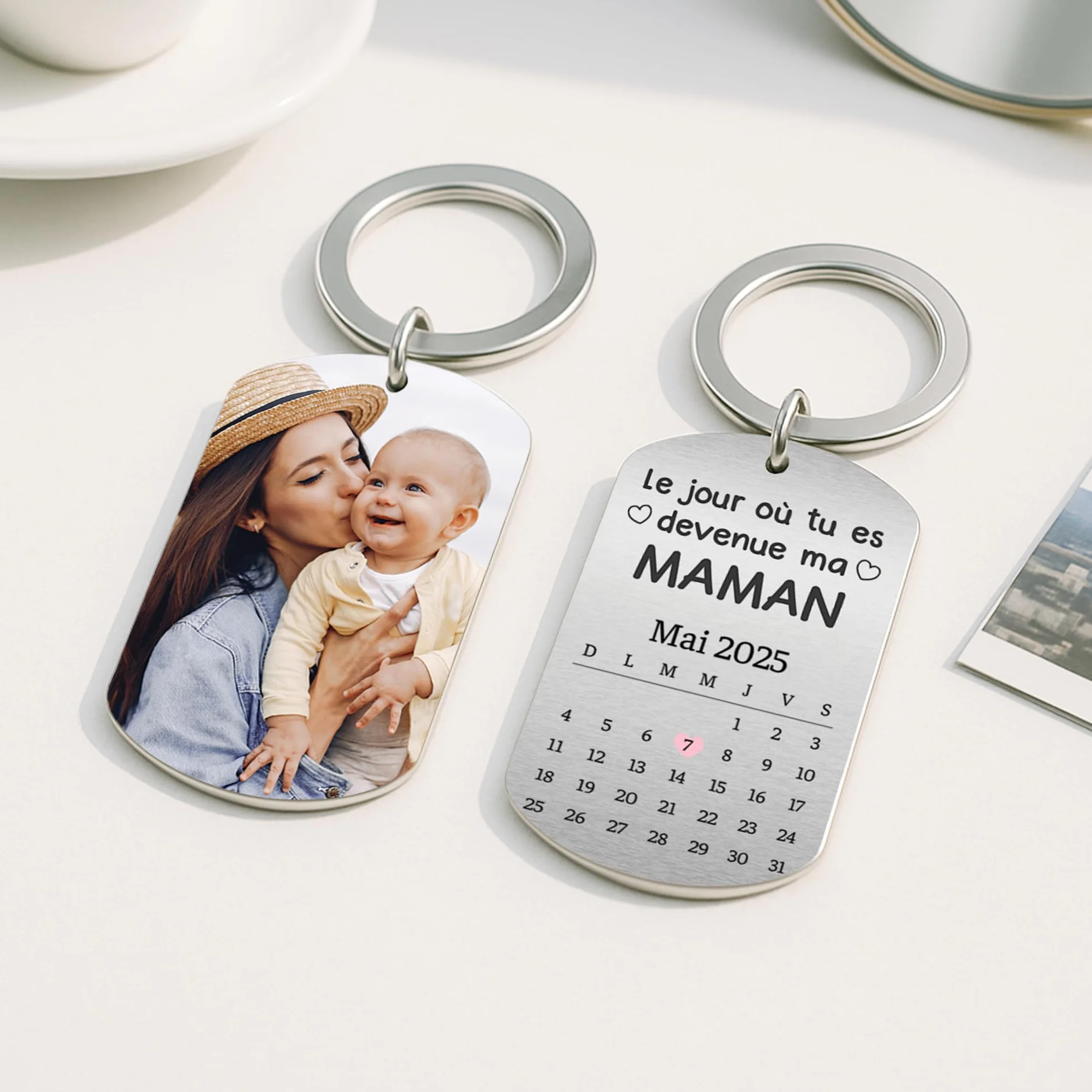 Porte Clé Aluminium Personnalisé - Le Jour Où Tu Es Devenu Mon Papa - Porte Clef Photo