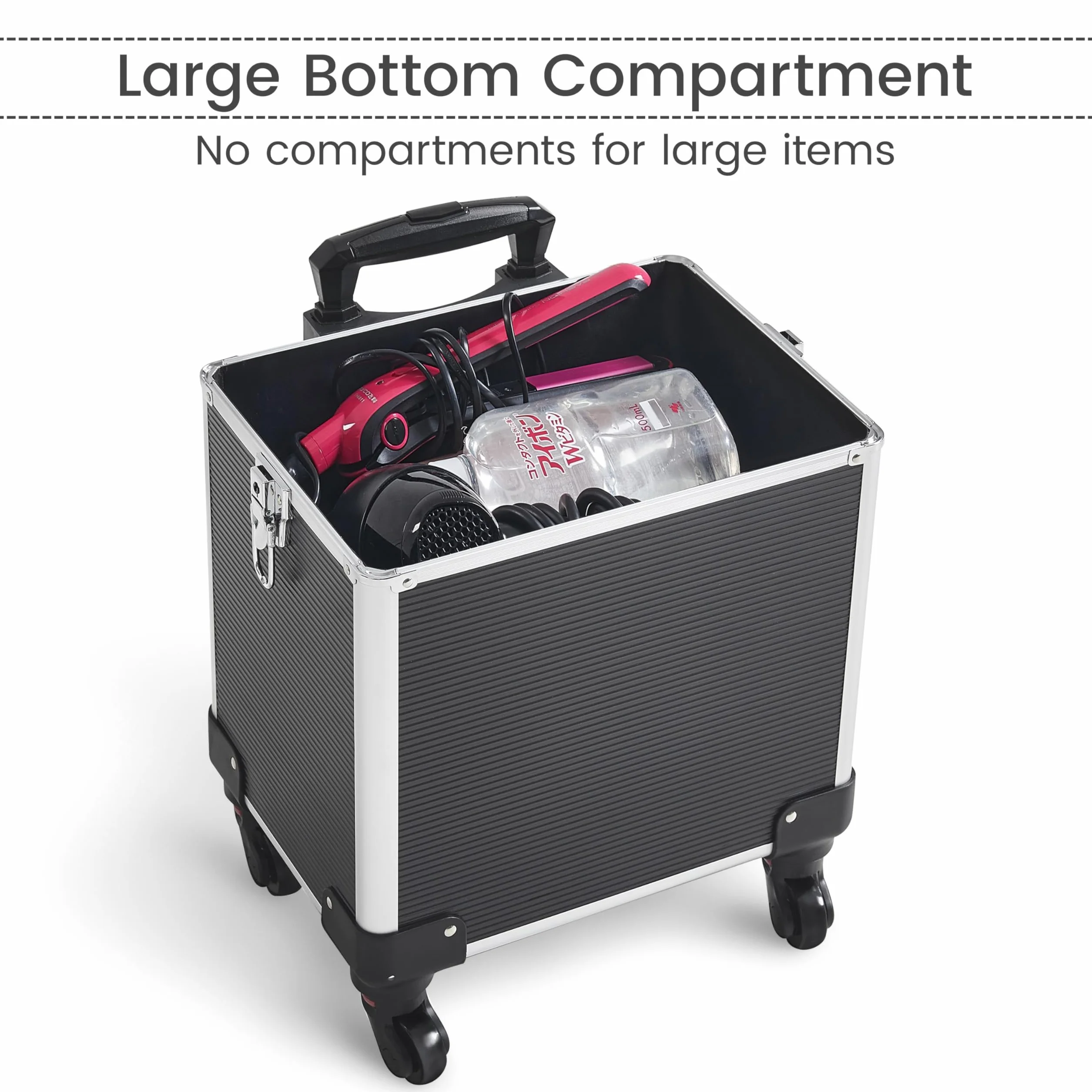 Yaheetech Valise de Maquillage 5 en 1 Verrouillable 34 x 25,5 x 80,2 cm Noir