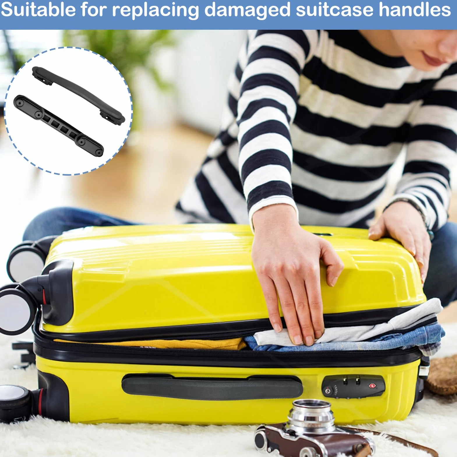 Poignée de Valise de Remplacement Universelle TPU Robuste 23,1 cm