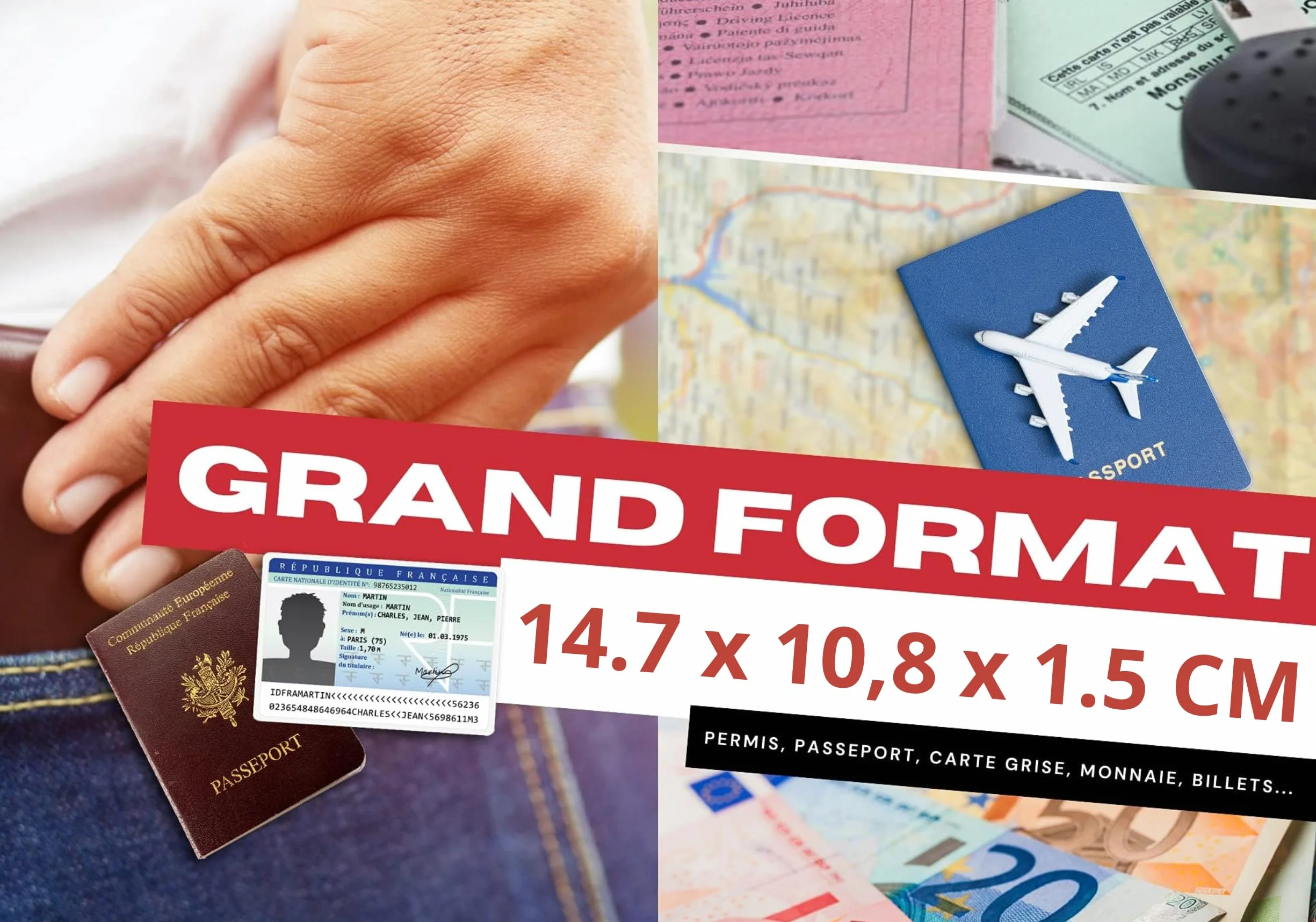 Frédéric Johns Grand Portefeuille Homme Cuir Véritable Protection RFID Grand Format