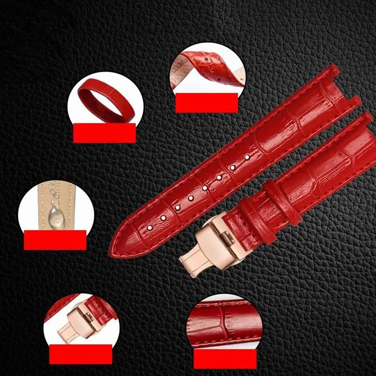 Bracelet de montre en cuir 16-22 mm pour hommes et femmes, bracelet de rechange avec encoche