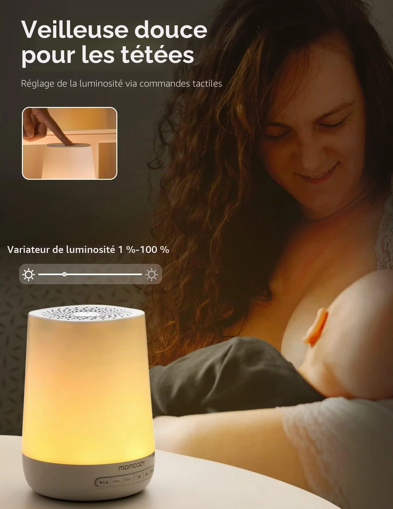 Momcozy Machine à bruit blanc avec 34 bruits apaisants, lampe pour bébé et adultes, contrôle APP
