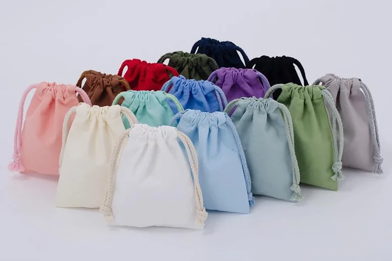 WANYI Pochette Tissu Coton 18x25cm Sacs Cadeaux avec Cordon de Serrage 2 Pièces