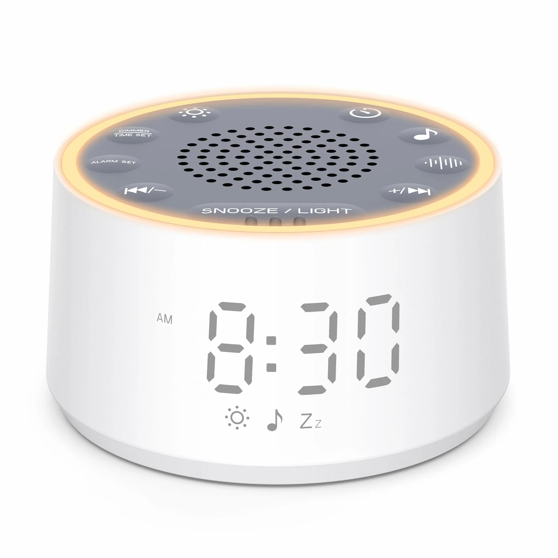 Dreamegg Machine à bruit blanc avec veilleuse 10 couleurs, réveil, 25 sons apaisants, minuterie