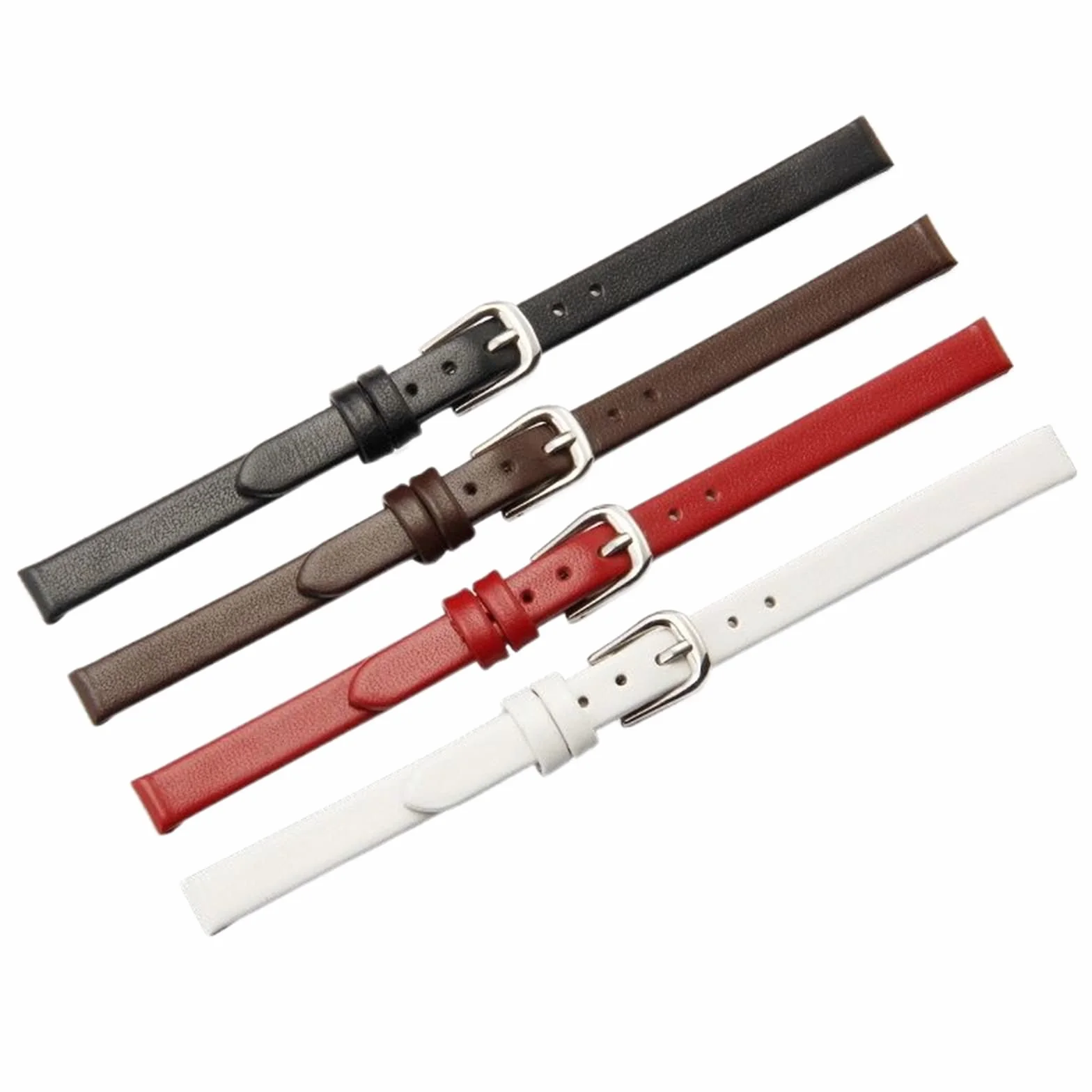 Bracelet de Montre en Cuir Souple pour Femme - 8mm, Noir