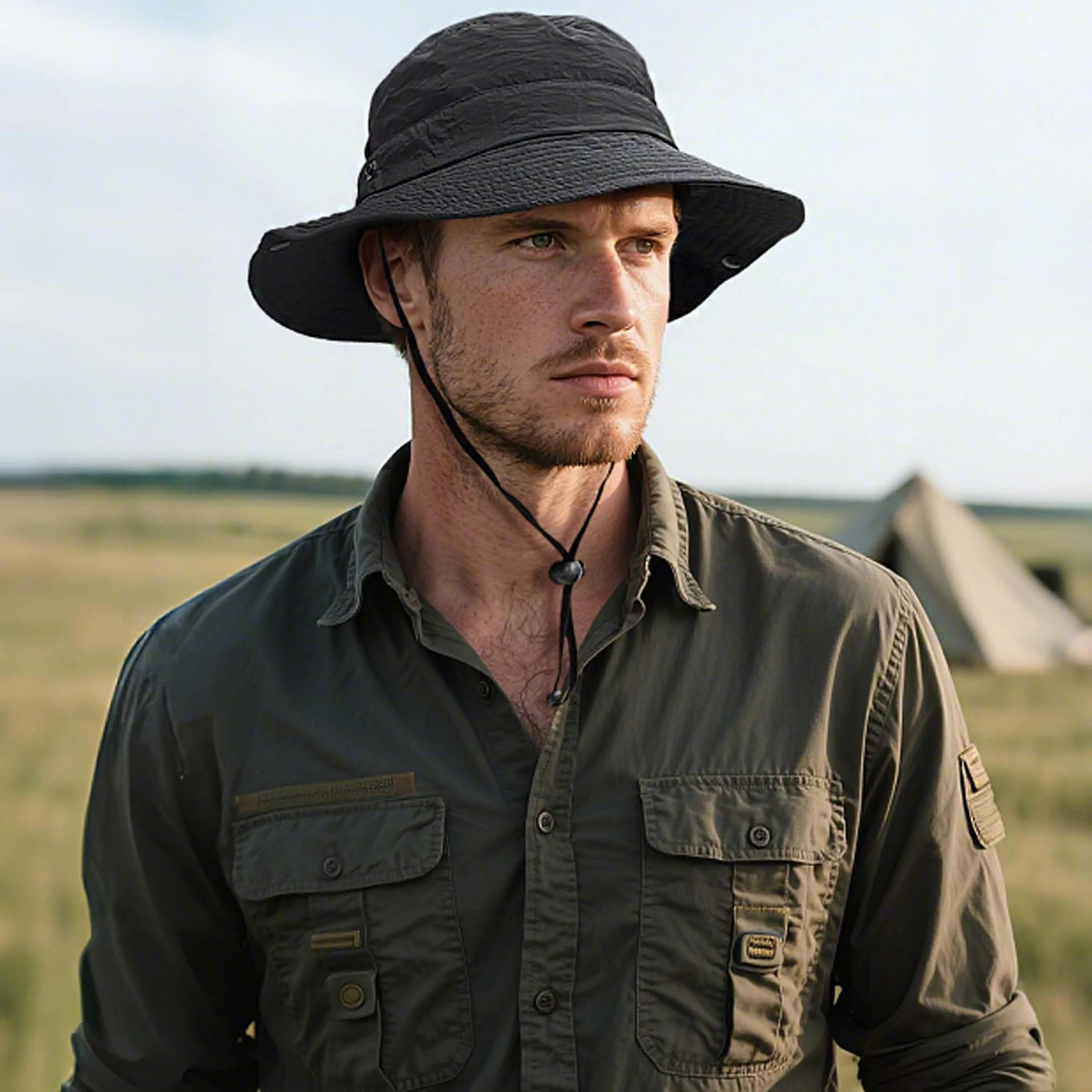CLAPE Chapeau Imperméable Cow-Boy Pêche Protection UV Large Bord Visiere Soleil