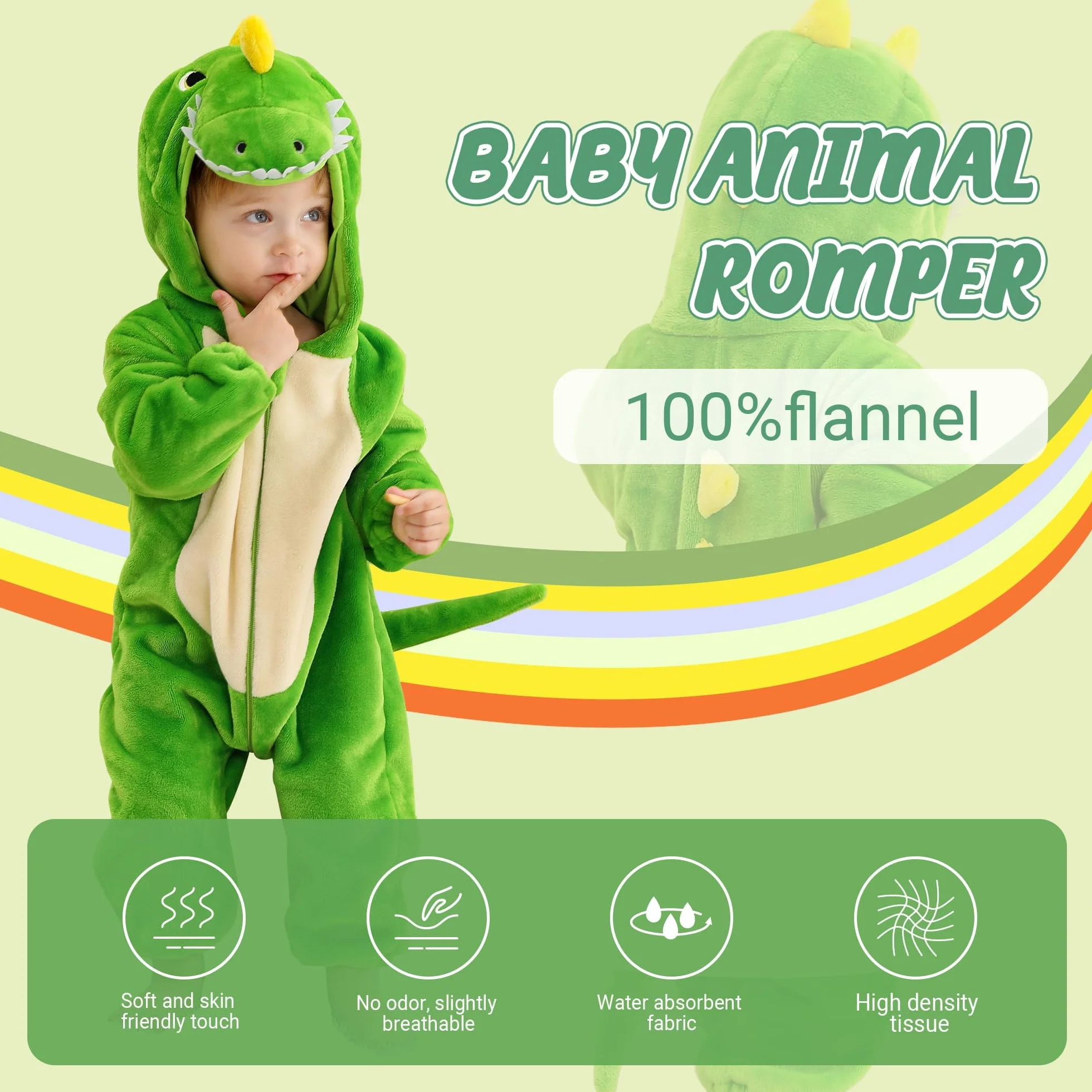 Barboteuse Bébé Animal Halloween Flanelle Cosplay Combinaison Garçons Filles 0-36 Mois