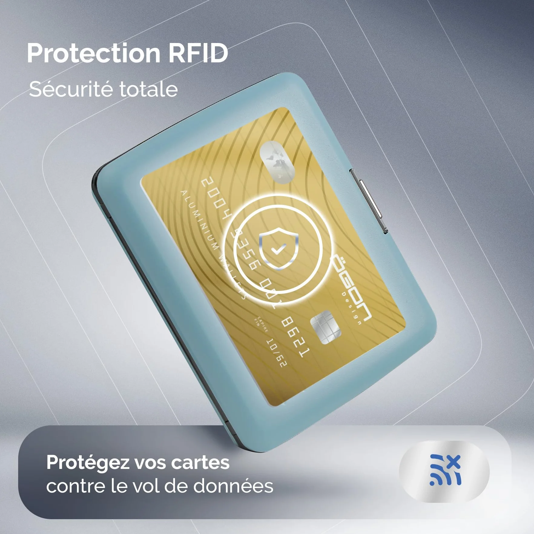 ÖGON Portefeuille en Aluminium Grande capacité Protection RFID Smart Case Oslo Large