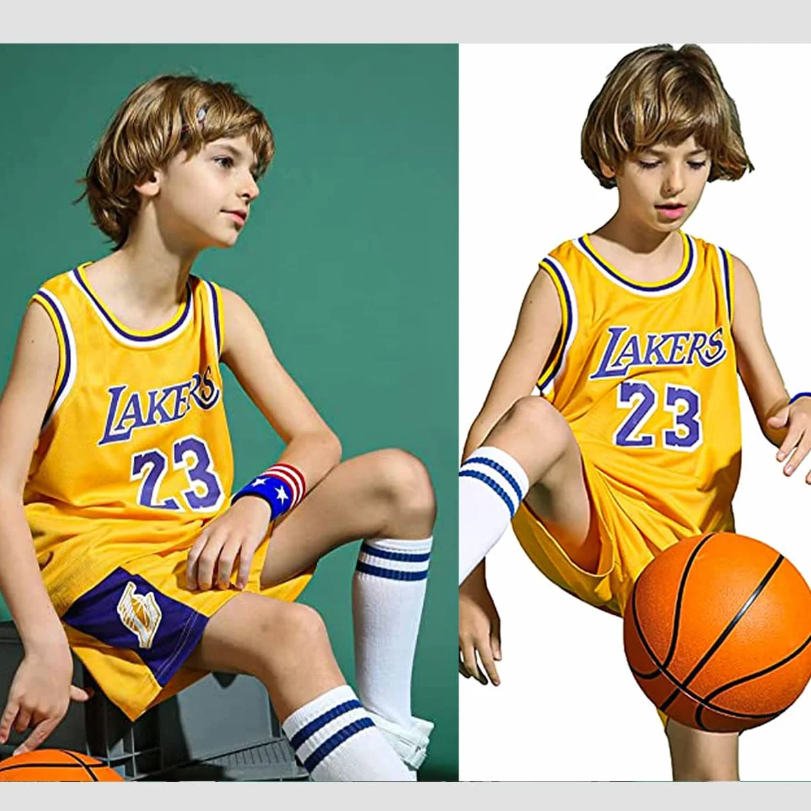 Maillot Basket Enfant Ensemble 2 Pièces Débardeur Shorts Jersey pour Garçons