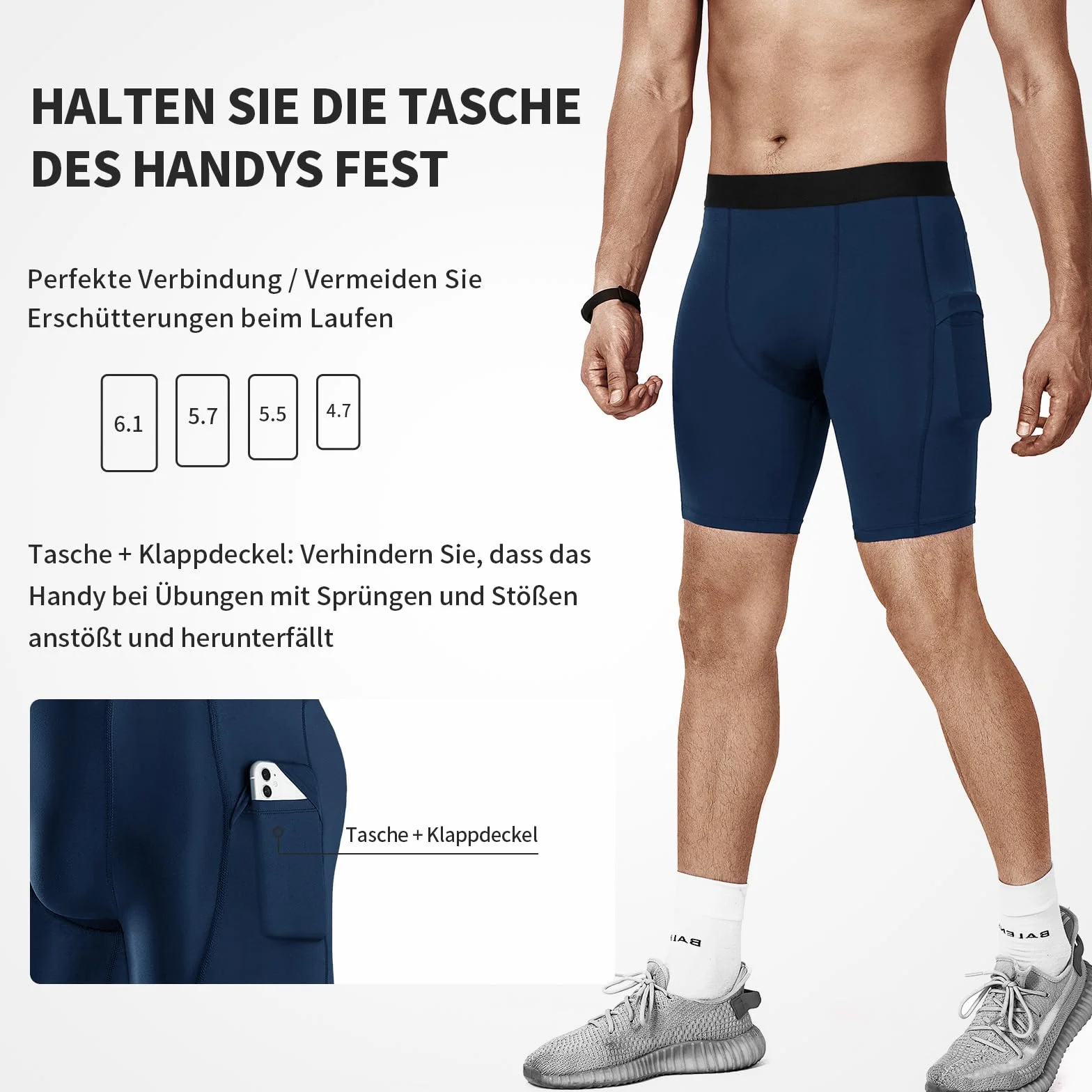 Niksa Lot de 3 Shorts de Compression pour Hommes à Séchage Rapide avec Poches