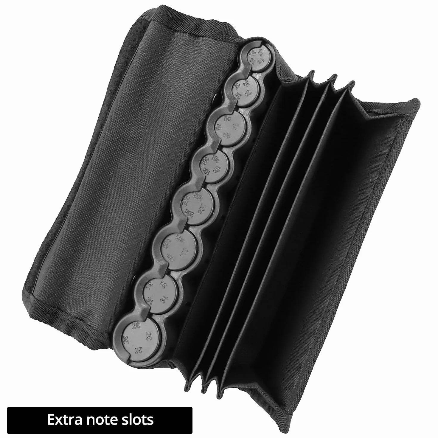 QWORK Sacoche de Serveur Noir 20x11.5x6.5CM Porte-Monnaie avec Distributeur de Euros et Ceinture