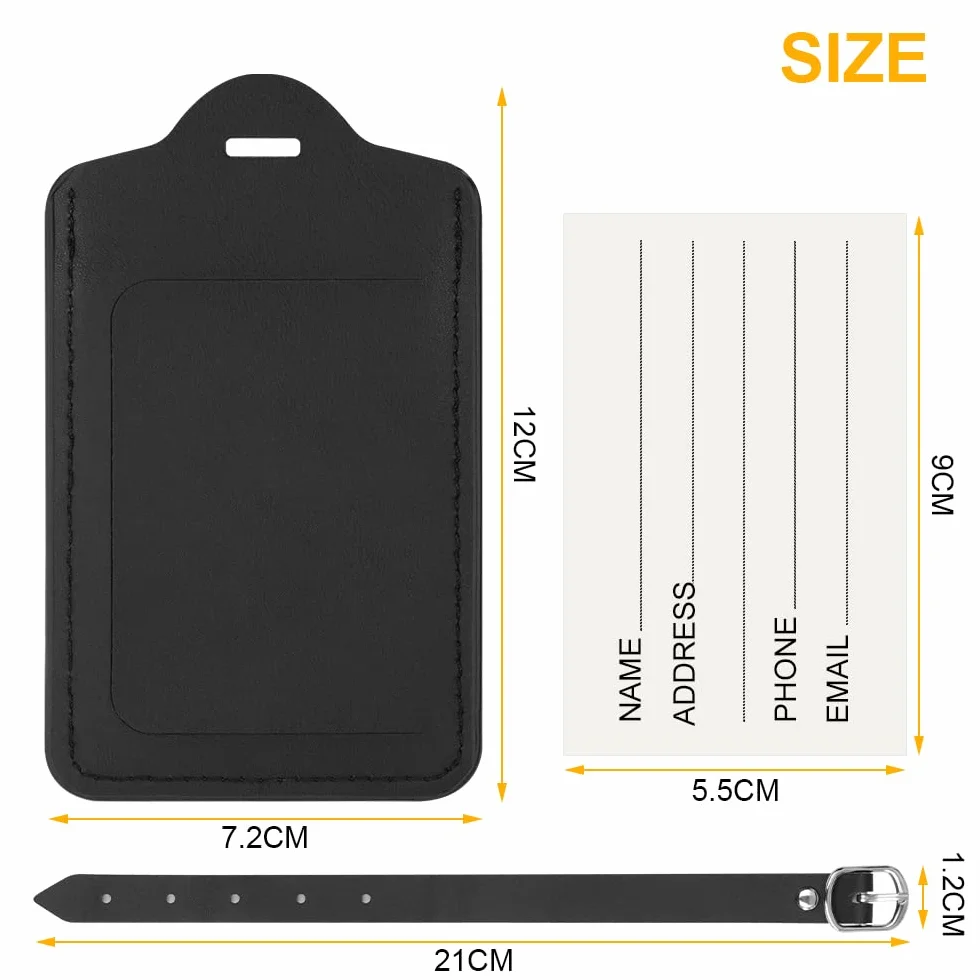 Flintronic 4PCS Étiquettes d'identification pour Bagages, Prévenir Perte Sacs Valises - Noir