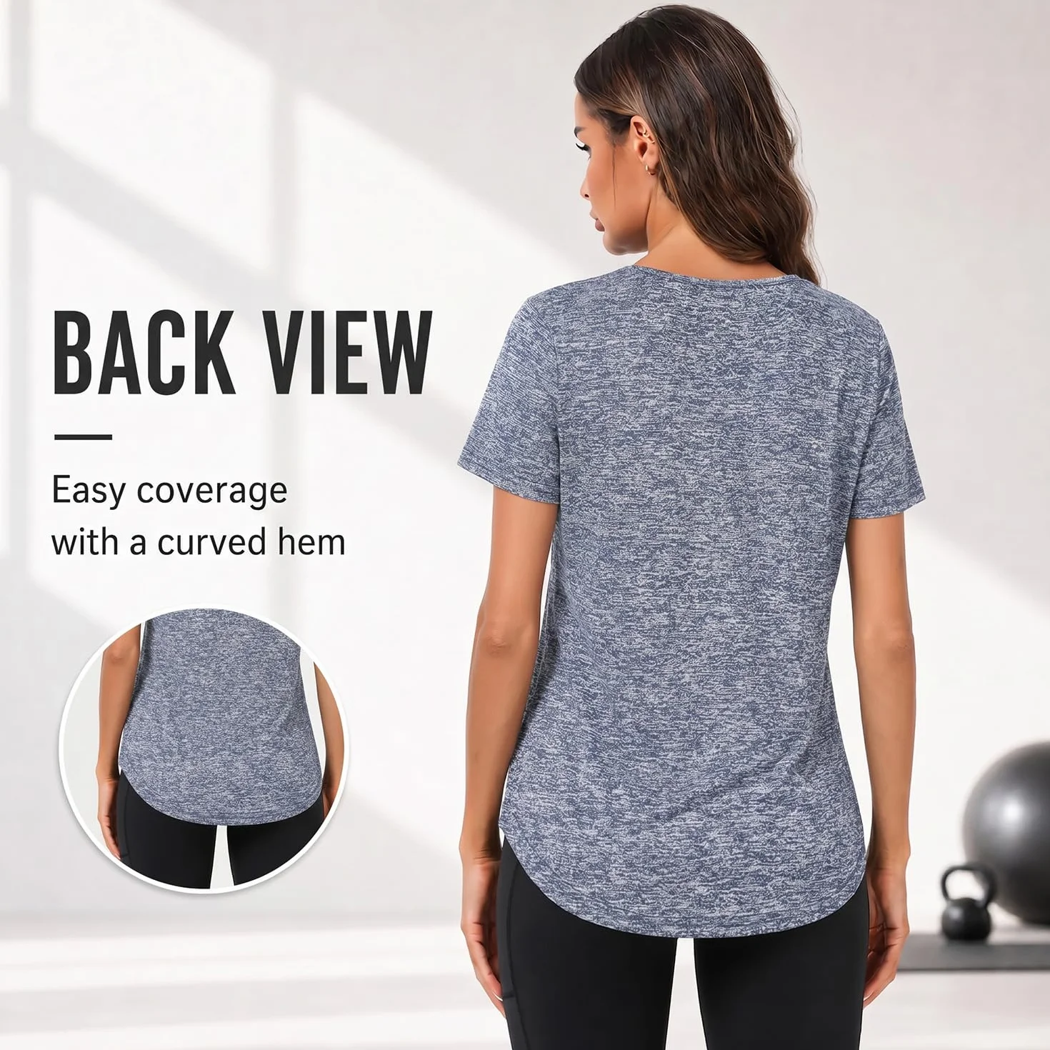 Terecey T-Shirt Sport Femme Manches Courtes UPF 50+ Séchage Rapide Fitness Entraînement Running