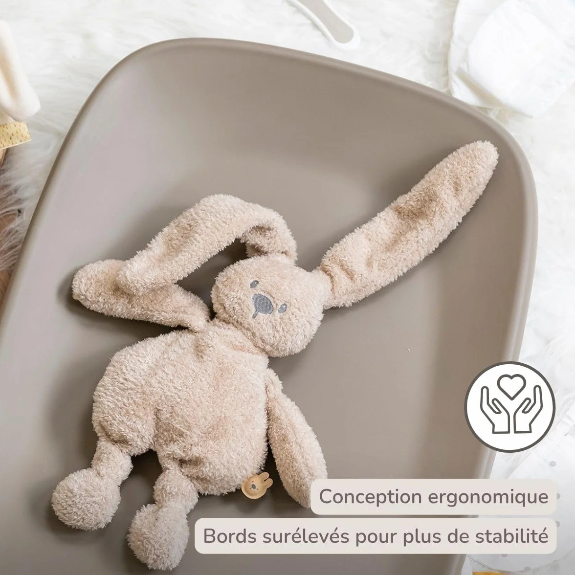 Nattou Softy Matelas à langer bébé mousse PU lavable 50 x 70 cm Taupe