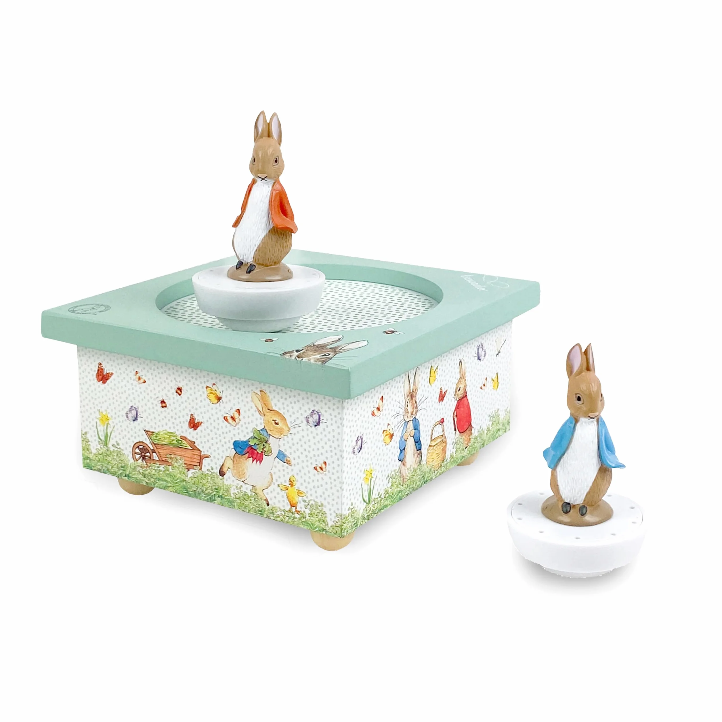 TROUSSELIER Pierre Lapin Peter Rabbit Boîte à Musique Bébé Dancing en Bois Figurines Amovibles Cadeau Naissance Mozart