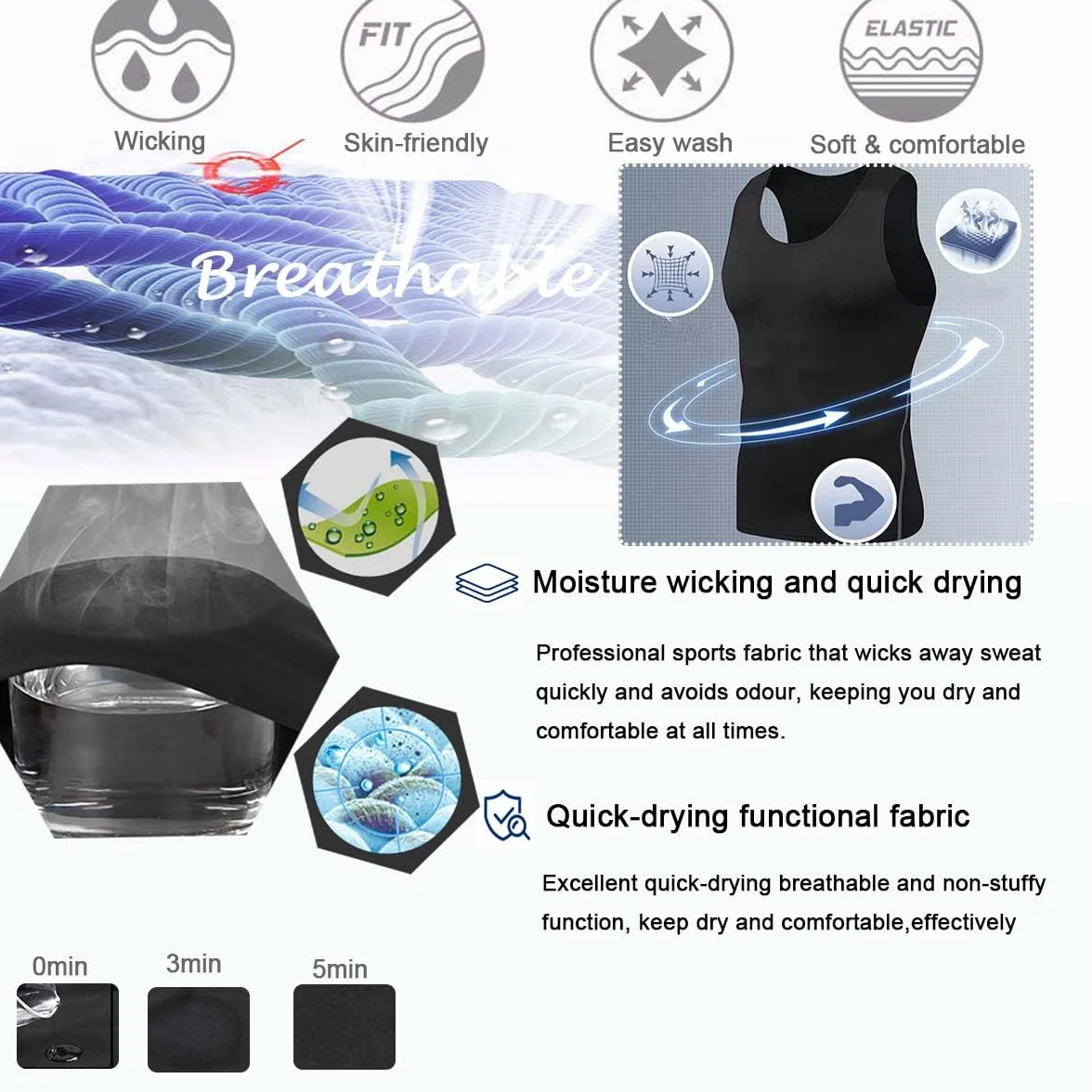 Débardeur de Compression Sport Homme Maillot de Corps Amincissant Ventre Plat