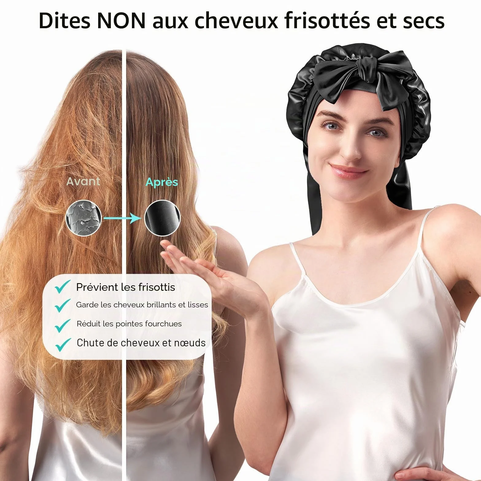 Umisleep Bonnet de Nuit Soie de mûrier 22 Momme Double Face pour Cheveux volumineux