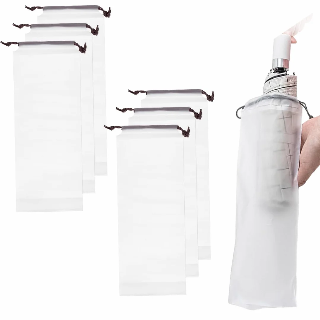 Housse Parapluie Sac de Rangement pour Parapluies Pliants en Plastique Translucide 33 x 13 cm 6 Pièces
