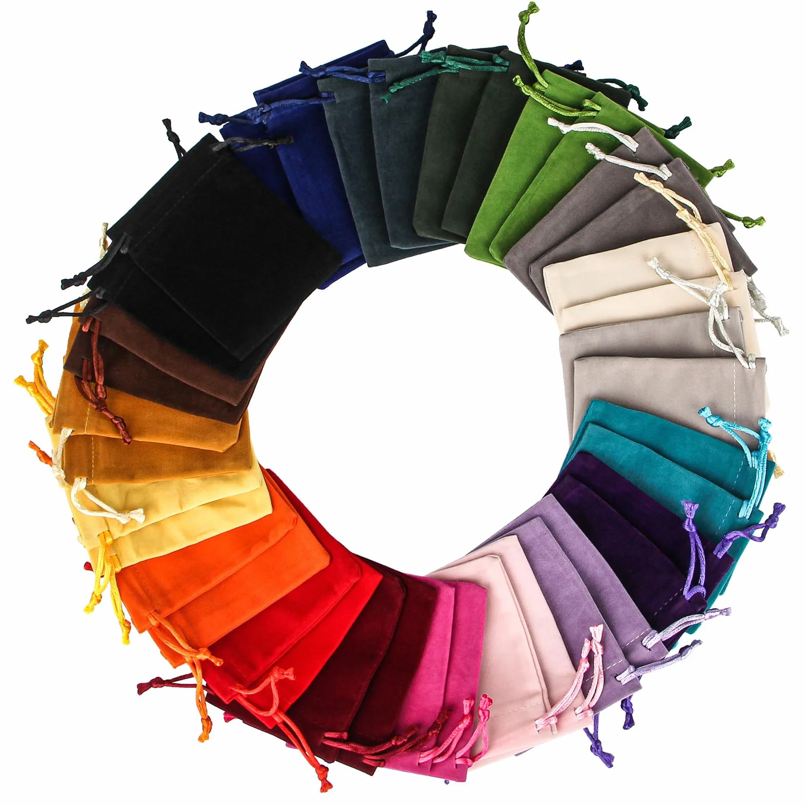 Mini Pochette Bijoux 38 Pièces Pochon avec Cordon, Petit Sachet Tissu 7x9cm en Velours, pour Bagues Cadeau Bijoux (19 Couleurs)