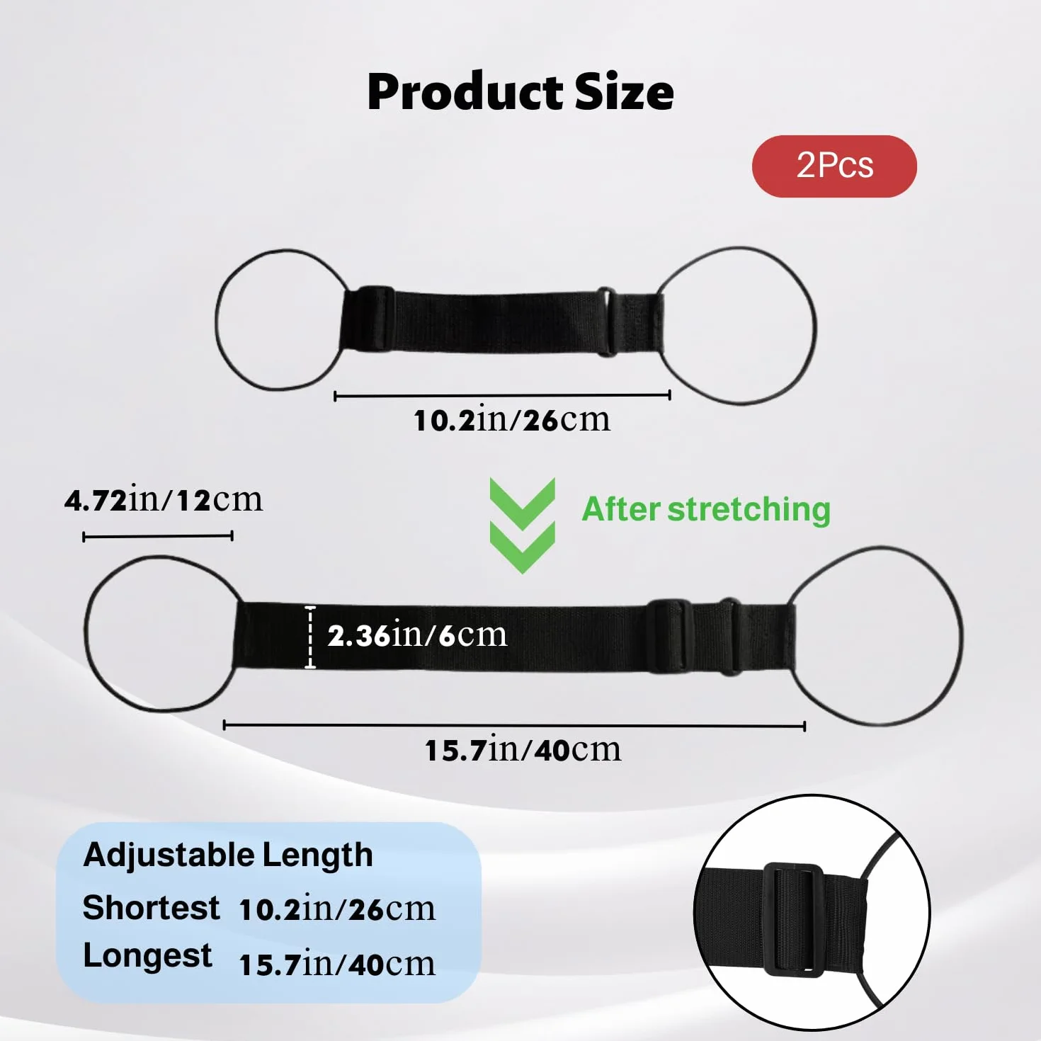 Sangles élastiques pour bagages réglables, accessoires de valise de voyage portables, lot de 2 (noir)