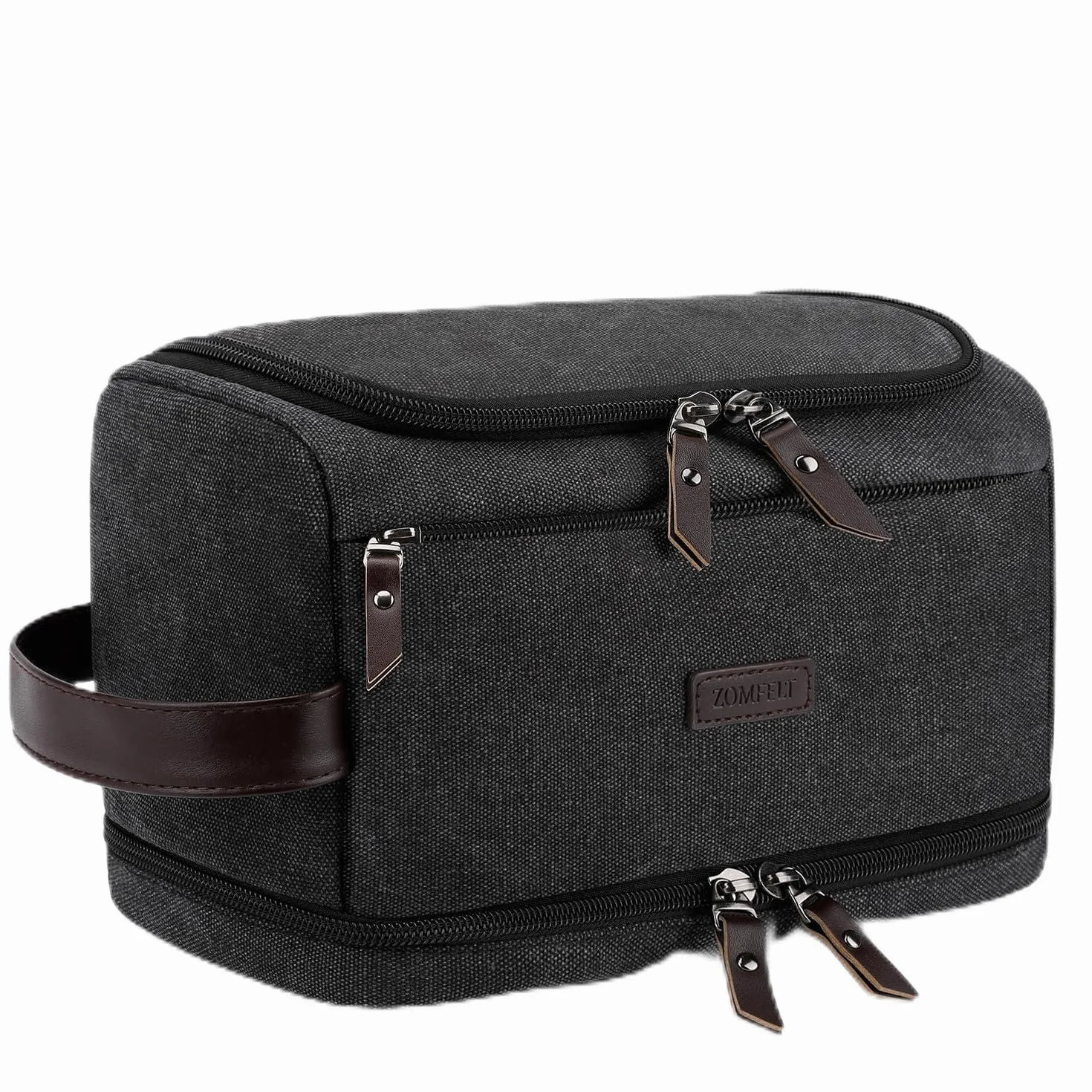 ZOMFELT Trousse de Toilette Homme Double Couche Toile Imperméable Grande Capacité Suspendue Noir