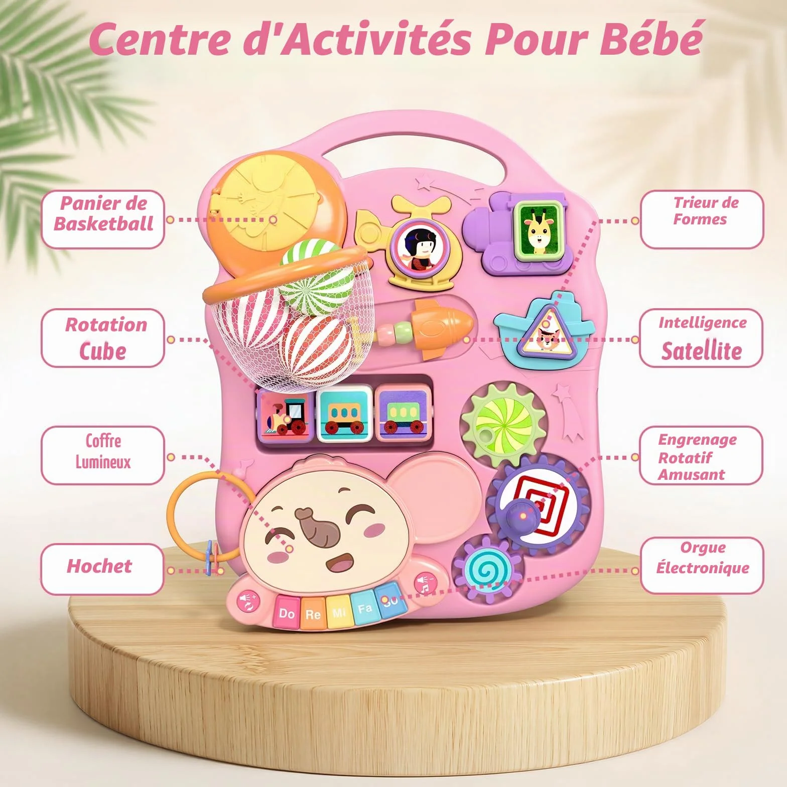 Trotteur Bébé Enfants 3 en 1 Chariot de Marche Détachable avec Vitesse Réglable et Table Activité d'Éveil pour 6-36 Mois