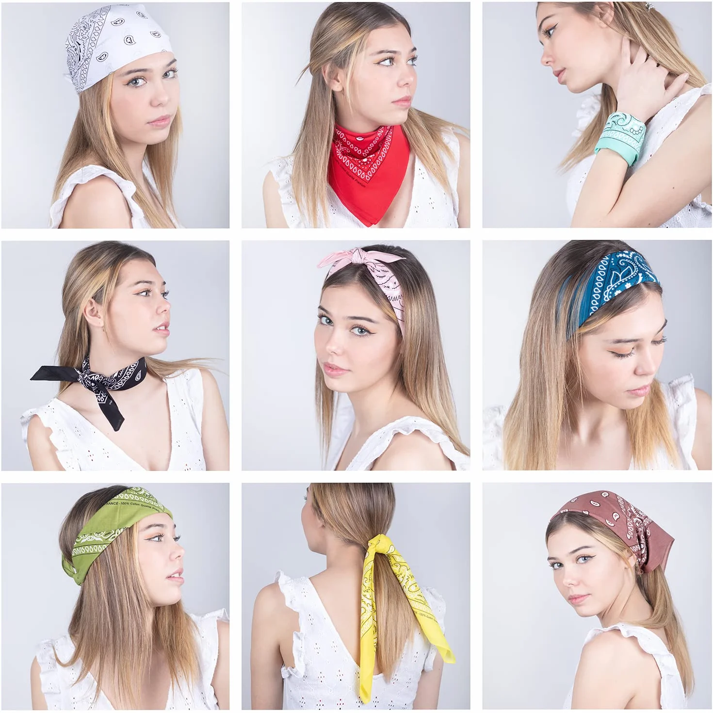 Lot de bandana 100% Coton Paisley 25 Couleurs au Choix - Lot 5/10/20