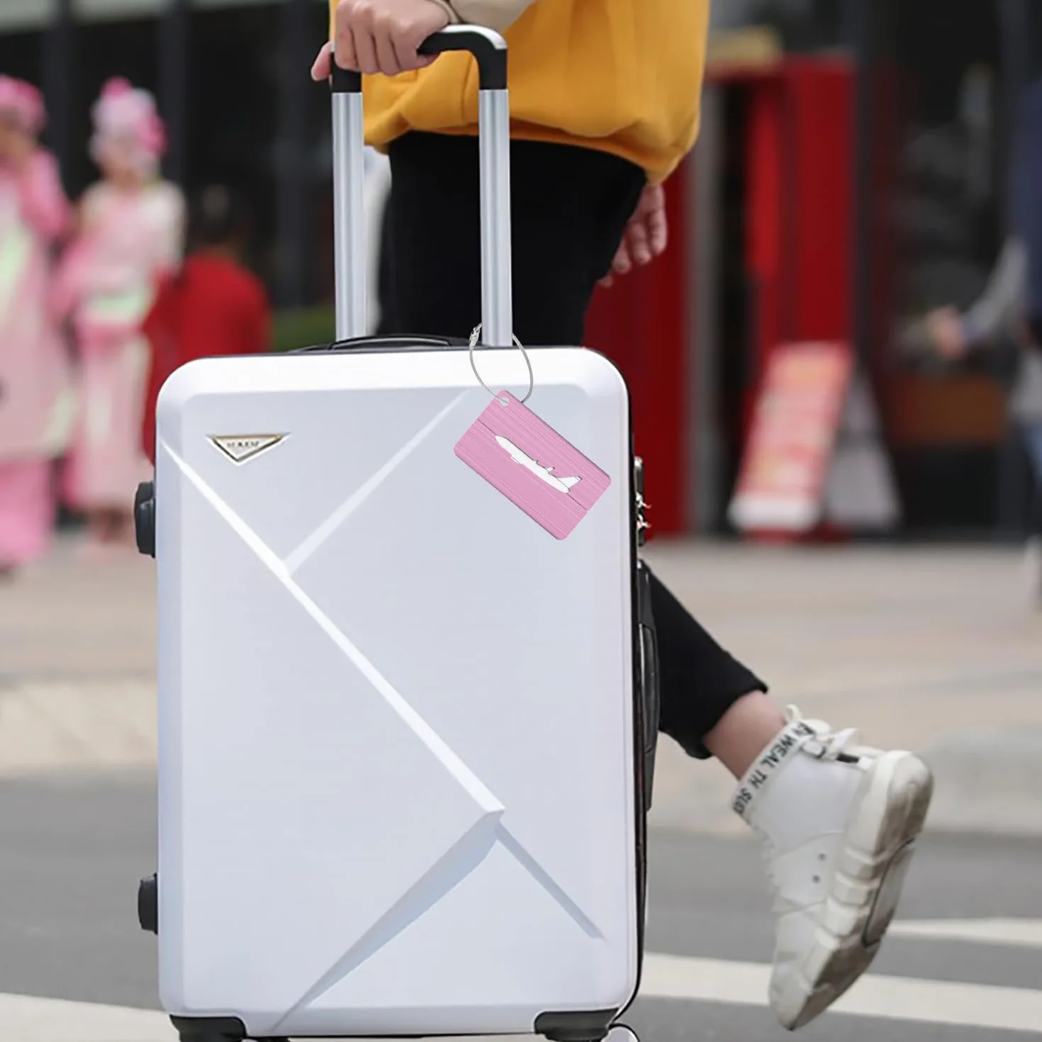 Etiquette Valise Aluminium 4 Pièces avec Carte Informations Personnelles 7,5 x 4,5 cm 4 Couleurs
