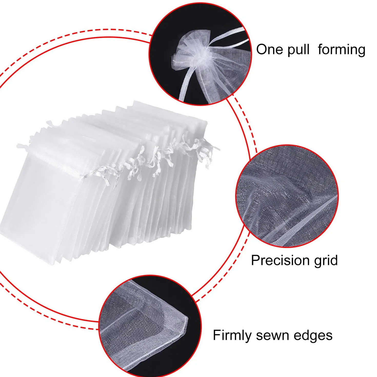 Lot De 100 Blanc Sachets En Organza 7 X 9 Cm Petits Sacs Cadeaux Avec Cordon De Serrage