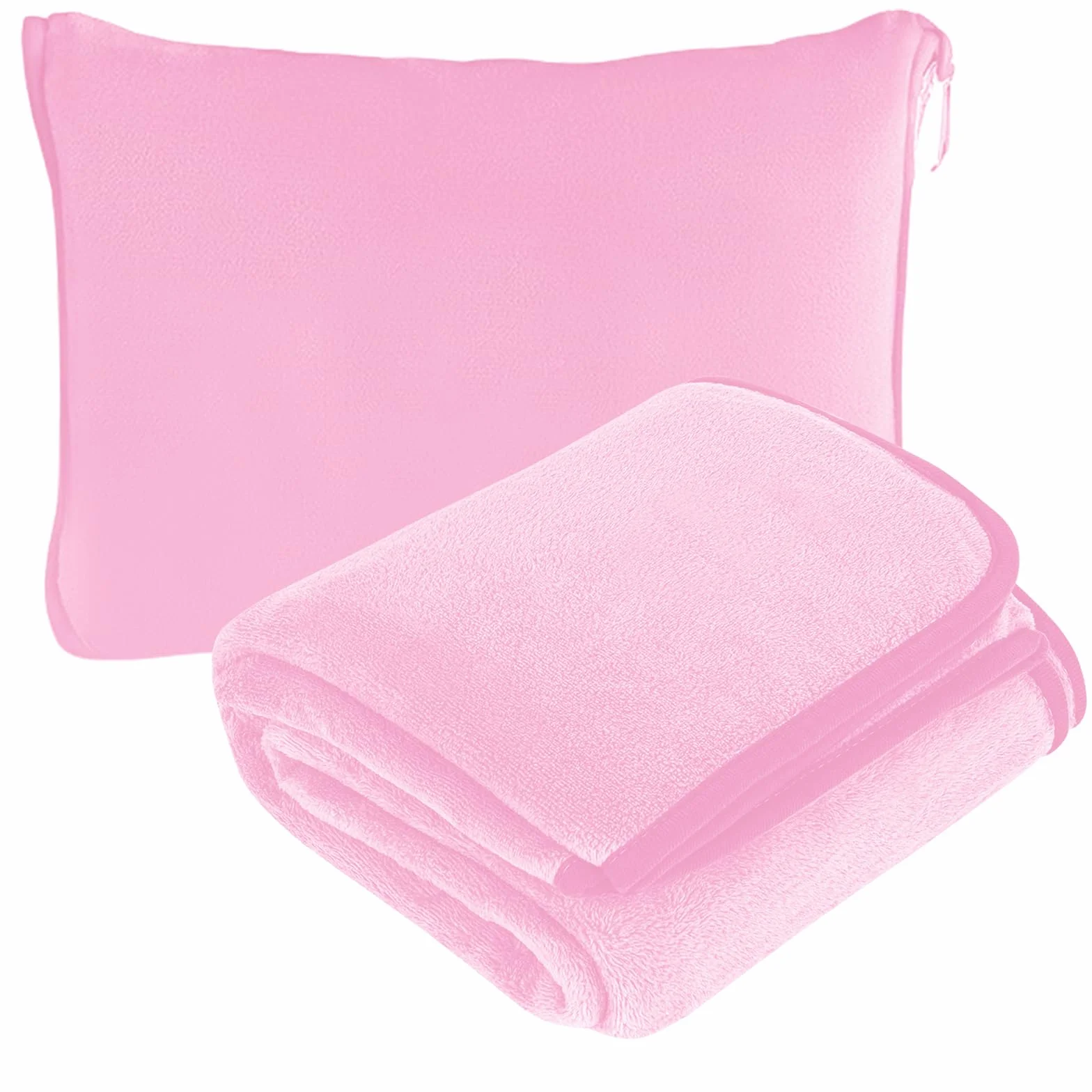 Couverture de voyage avion coussin transformable 2 en 1 portable avec fixation valise ultra légère chaude rose 152 x