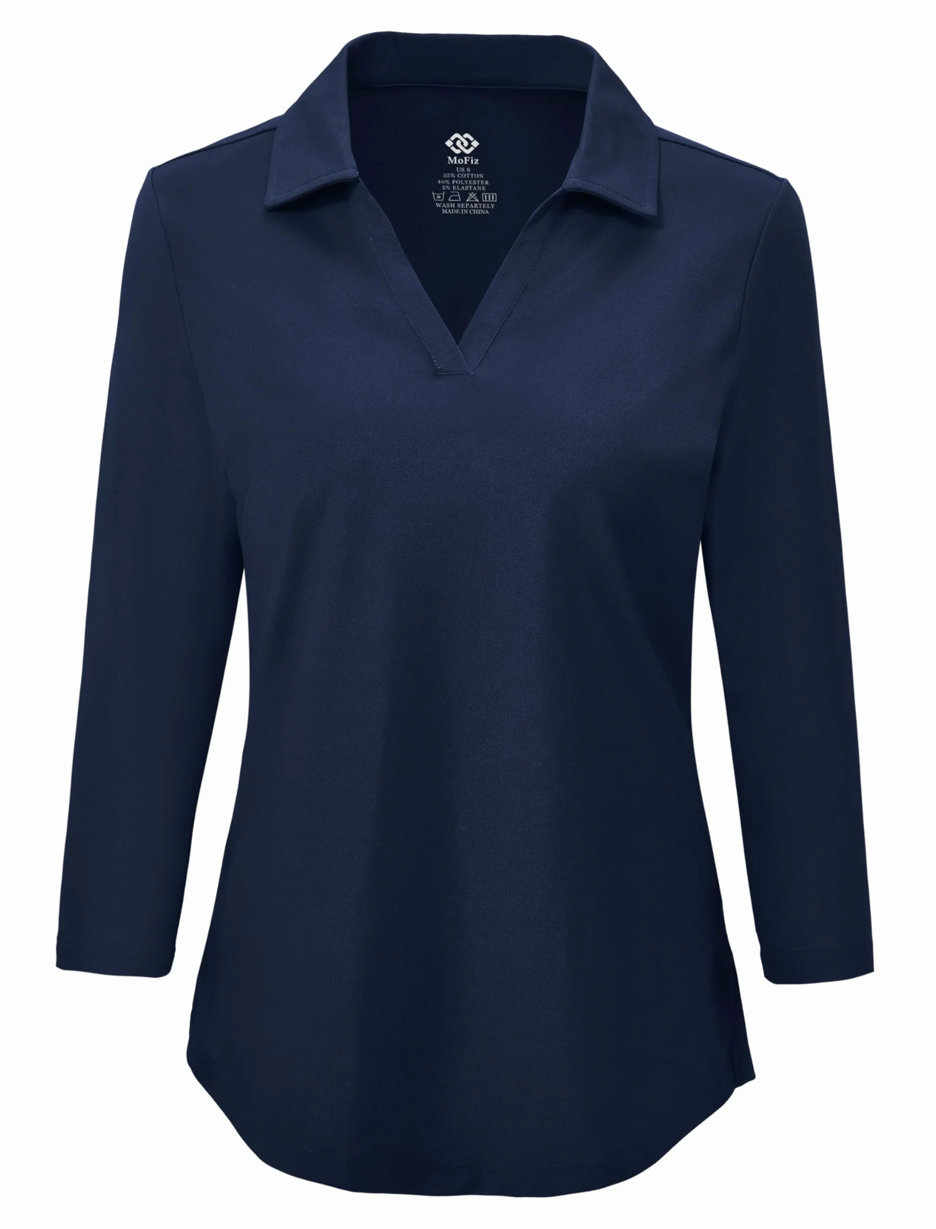 MoFiz Poloshirt Femme Manches 3/4 Coton UPF50+ Golf Polo Sport d'été