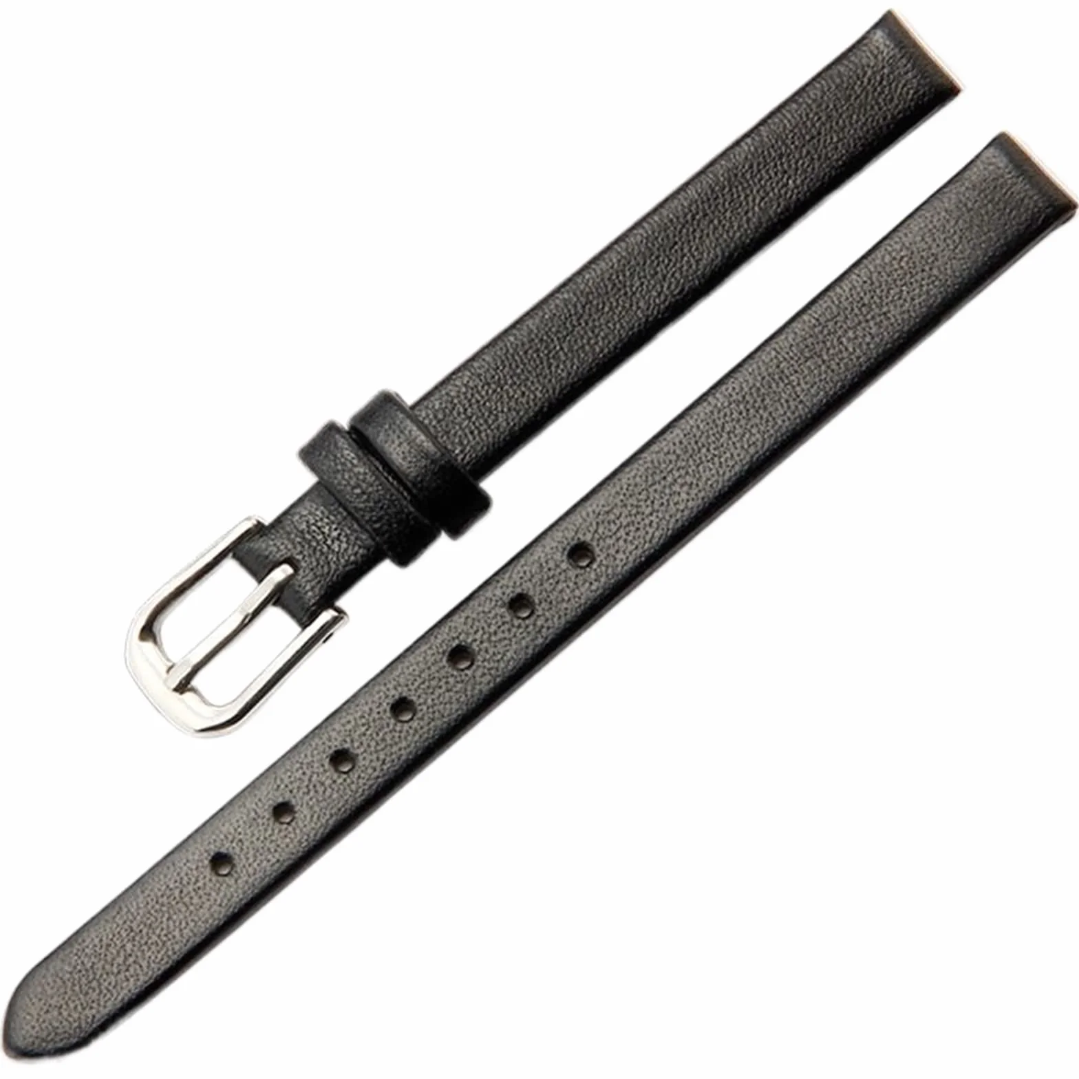 Bracelet de Montre en Cuir Souple pour Femme - 8mm, Noir
