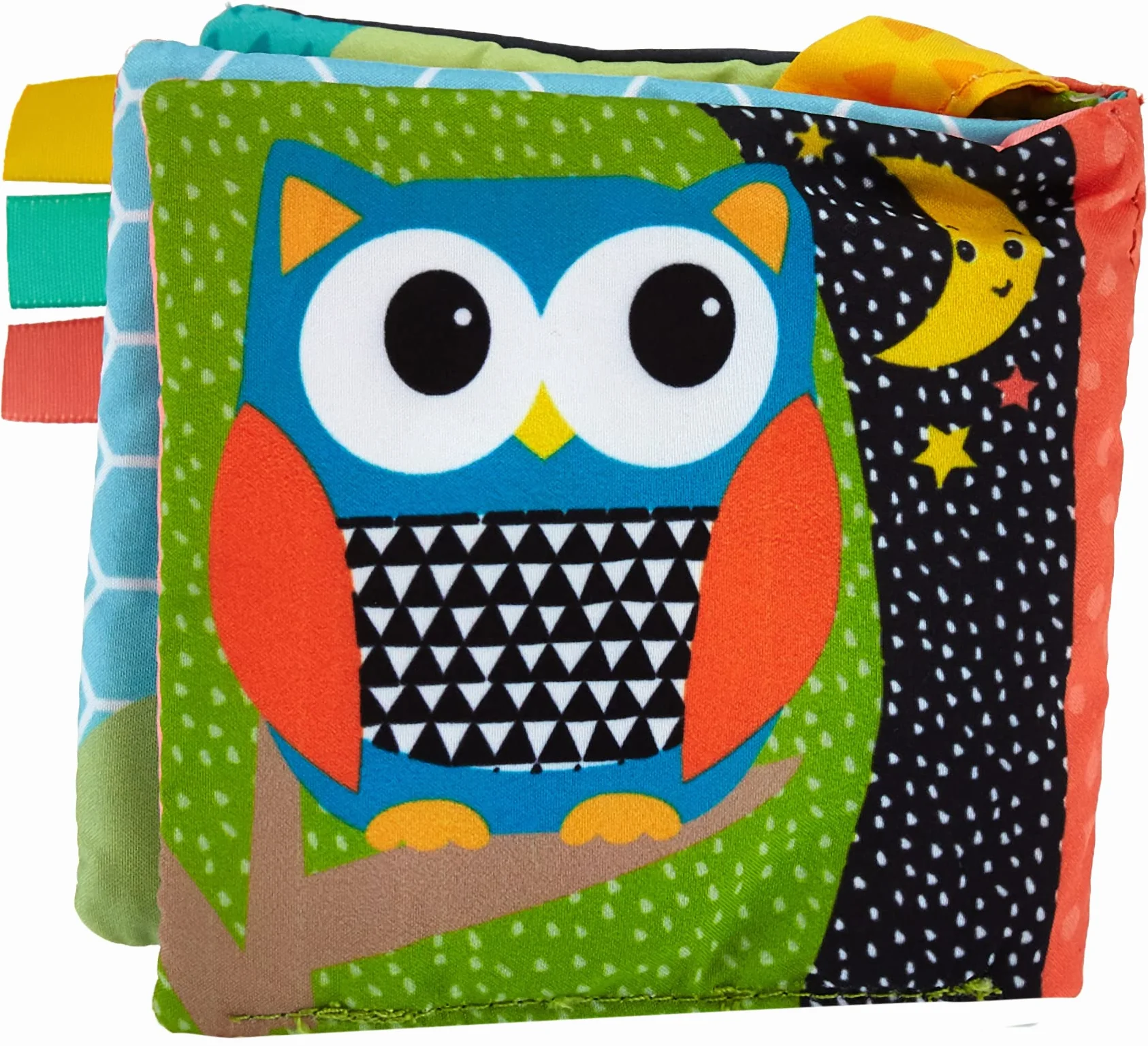 INFANTINO Livre Froissé Animal en Tissu Multicolore avec Pages qui Crissent, Anneau de Dentition et Couineur - Développement Bébé dès 6 Mois