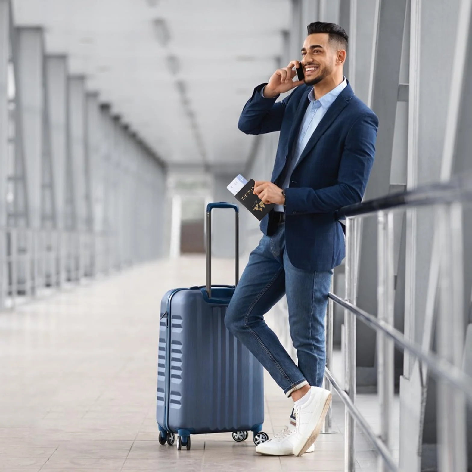 FuninCrea Protege Passeport en Cuir PU Portefeuille Voyage Organisateur de Documents