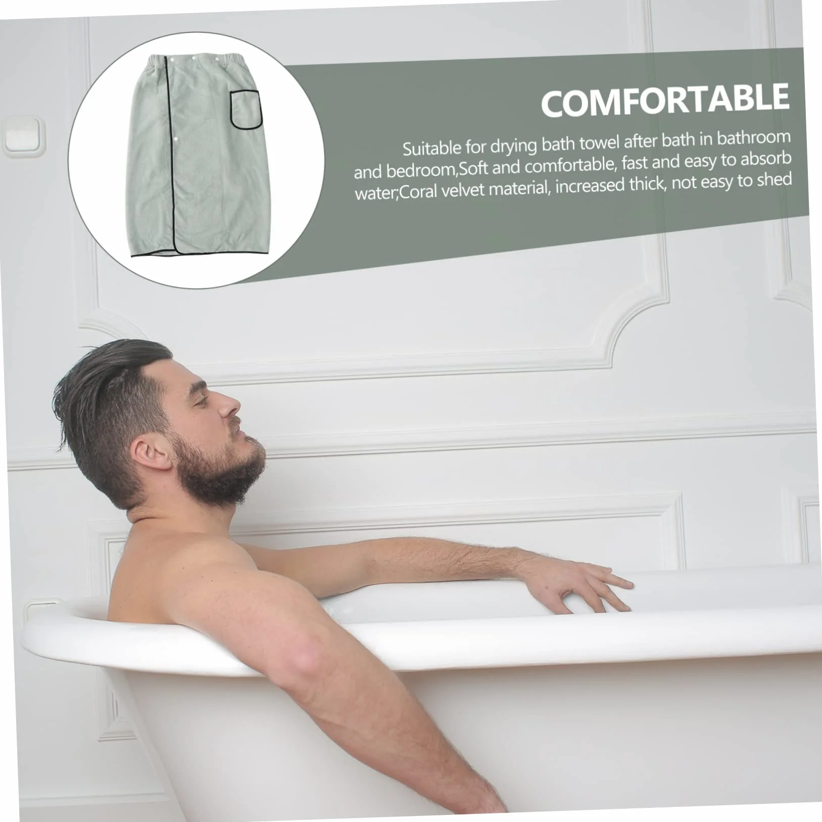 Cabilock Serviette De Bain Homme Jupe De Bain Portable Voyages Plage Sport