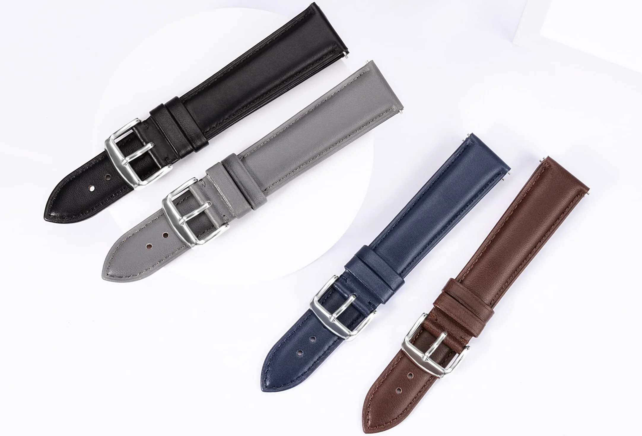 Bracelet de Montre Cuir 20mm Remplaçable Dégagement Rapide Marron Boucle à Ardillon Hommes Femmes
