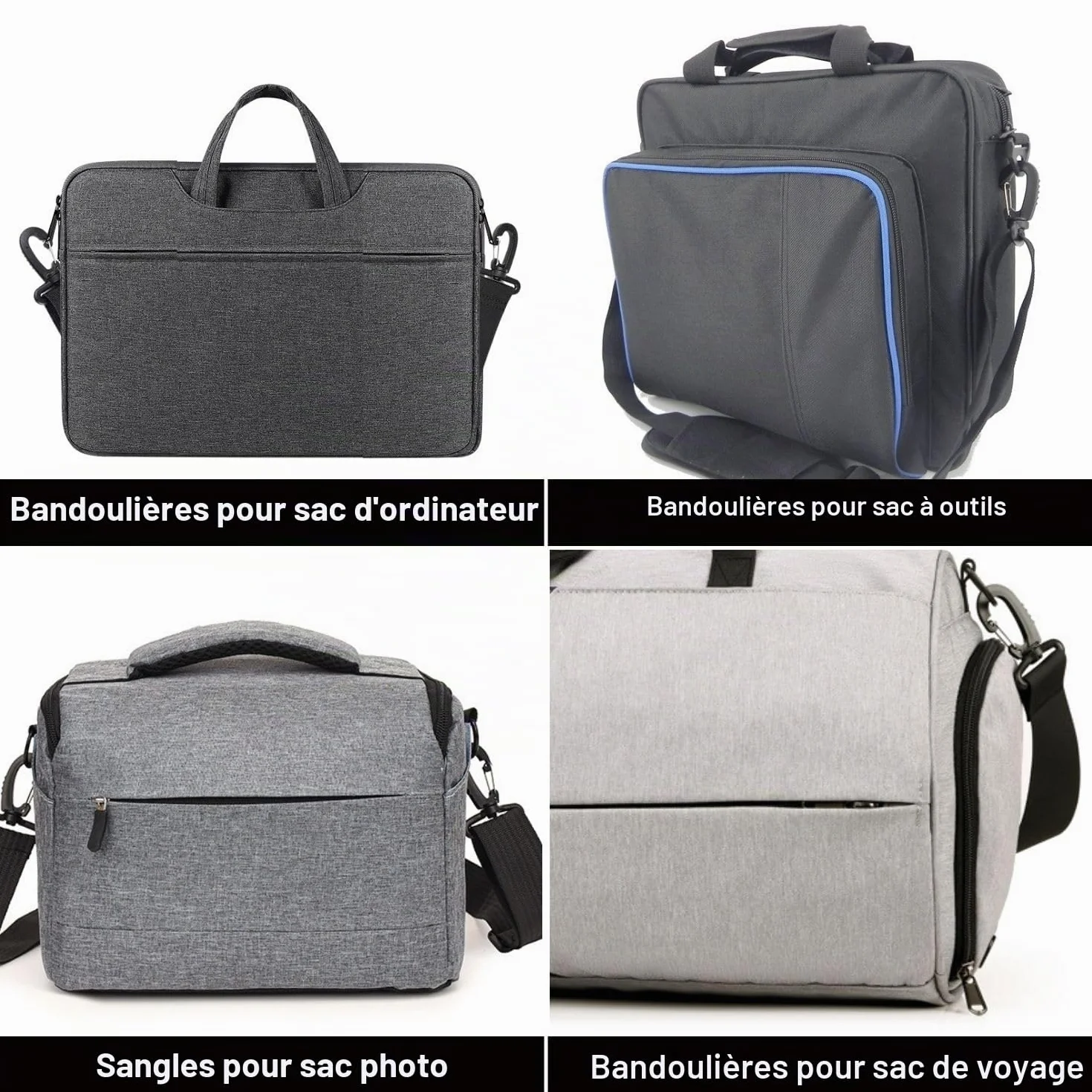Bretelle Universelle pour Sac 90-160 cm Réglable Coussin d'Épaule 38 mm Sangle de Remplacement Sac à Dos Voyage Sportif