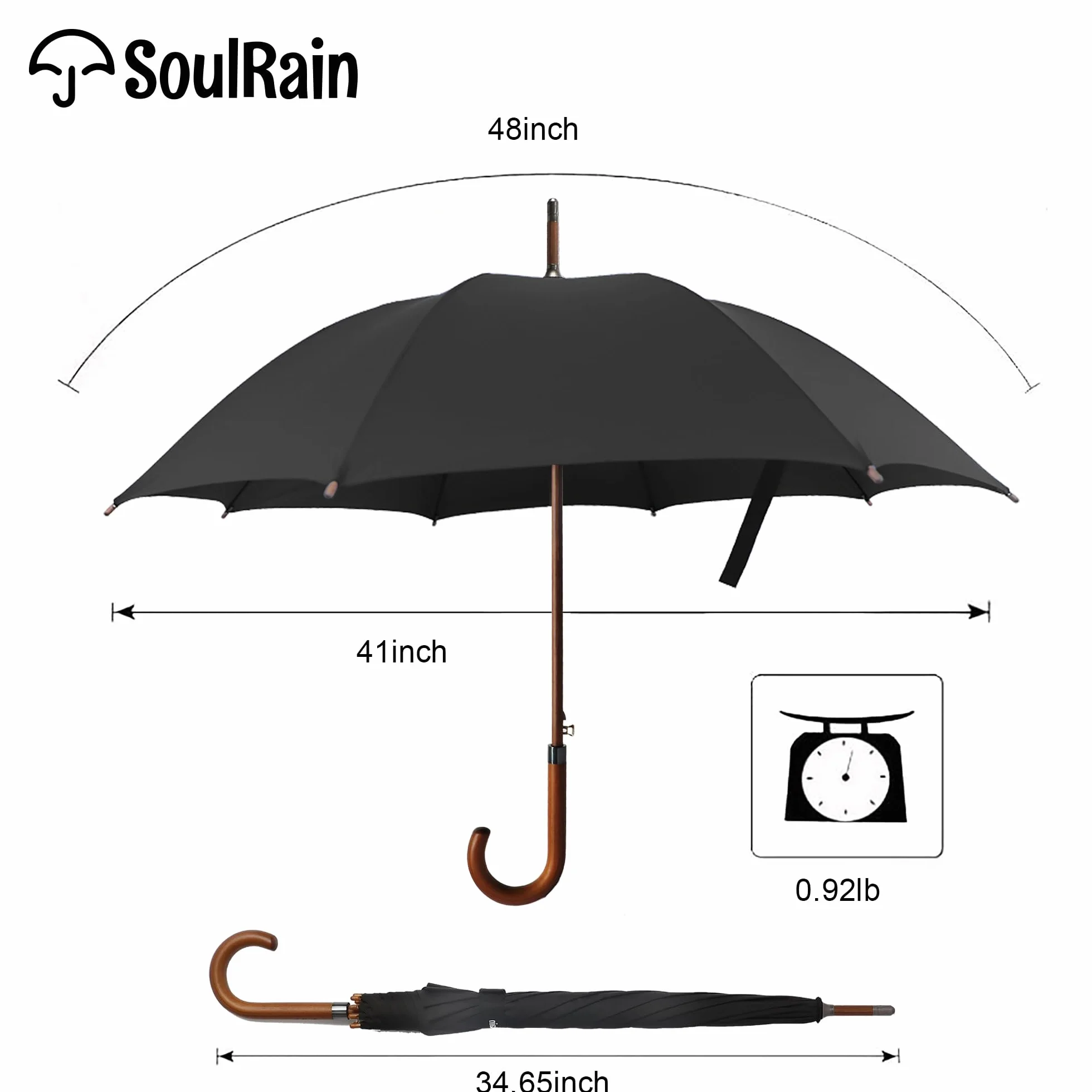 SoulRain 48 poignée en bois classique ouverture automatique pare-chocs séparé