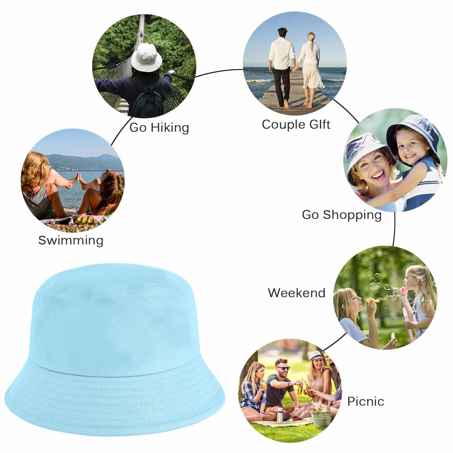 Tuopuda Bob Chapeau de Soleil Anti-UV Chapeau de Pêcheur Bucket Hat Pliable