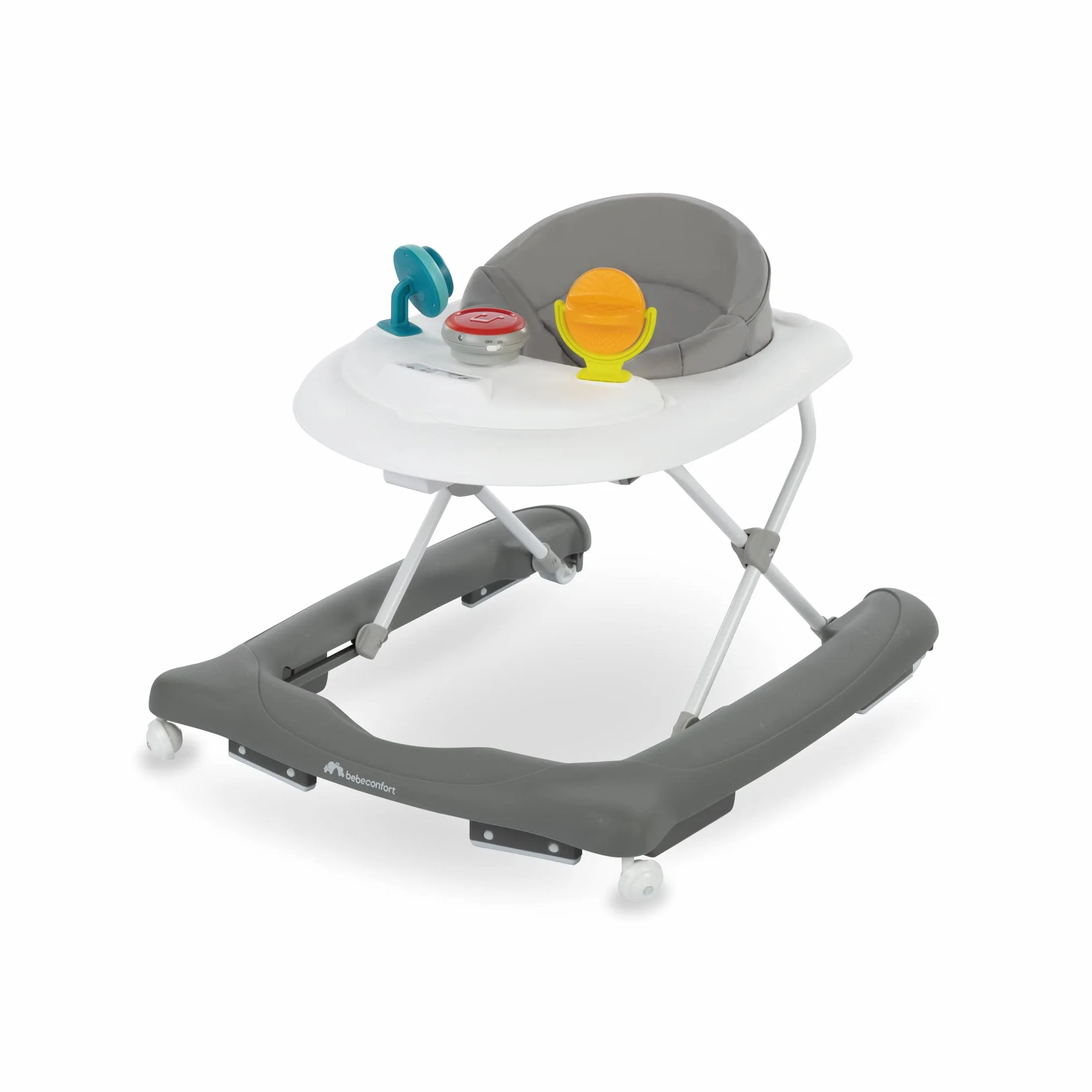 Bebeconfort Explorer Trotteur bébé pliable avec plateau d'activités musical, 6-18 mois, 12 kg, Gray Mist