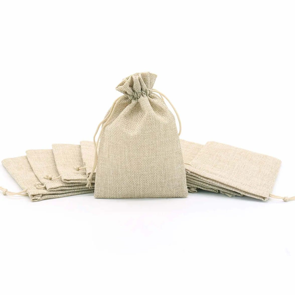 Sachets en Jute 10x15cm 30PCS, Pochettes en Lin avec Cordon de Serrage, Sacs Cadeau Réutilisables pour Bijoux Fête Anniversaire Noël Mariage