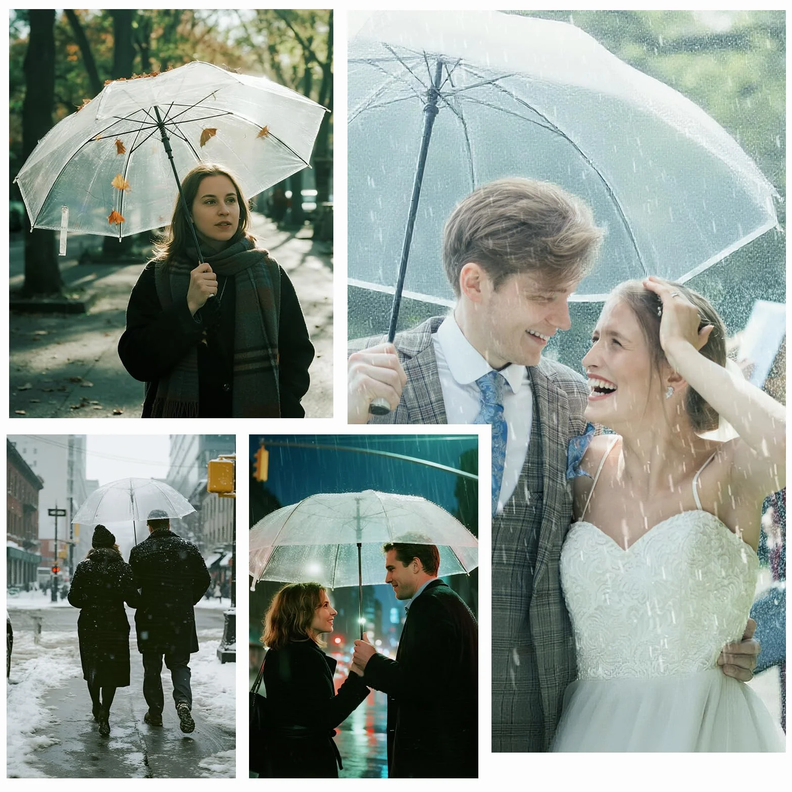 Parapluie Transparent Automatique Pliant Anti-Vent pour Mariage Femme Homme