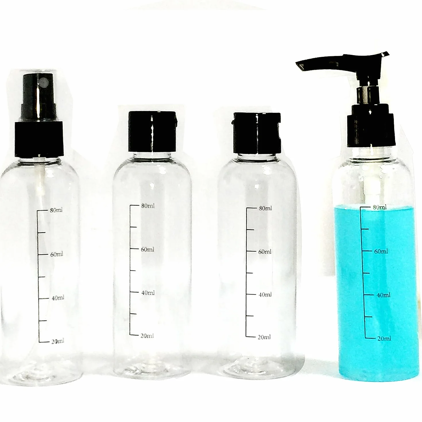 Trousse de toilette transparente avec Flacons Vide de Voyage 100ml – Kit de voyage avion femme homme