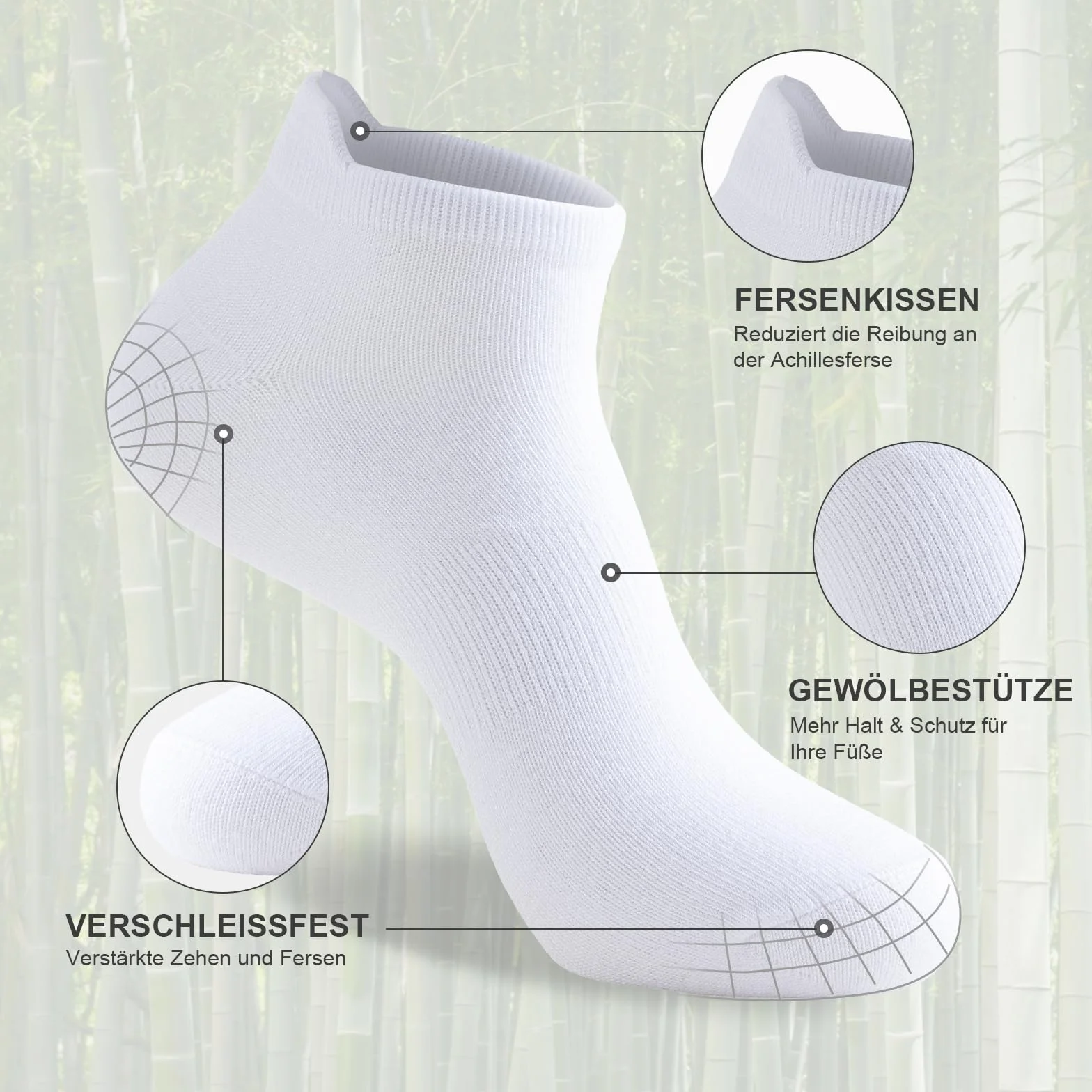 Niorasen Chaussettes de Sport Bambou Anti-Odeur 43-46 37-42 6 Paires