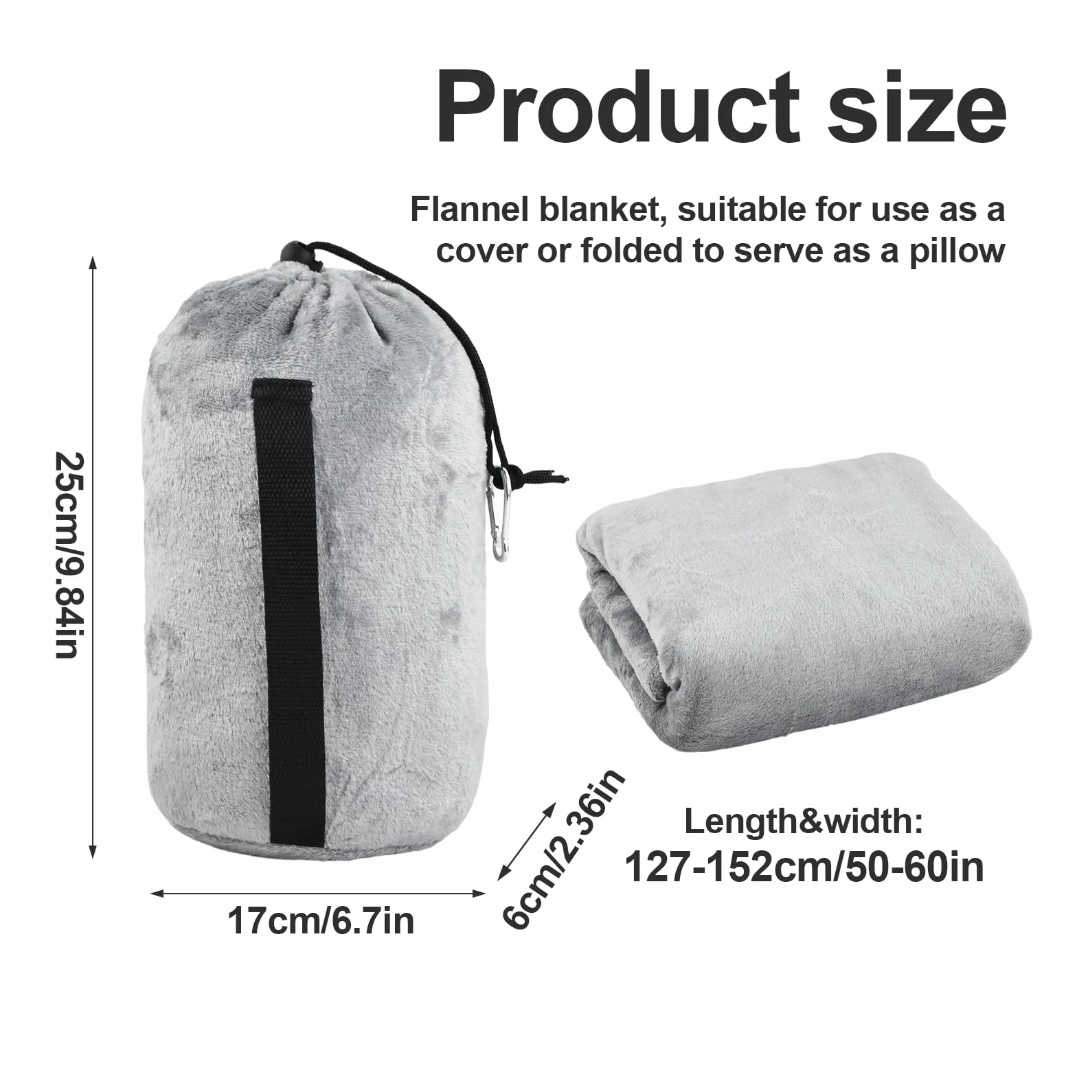 Couverture 2 en 1 Transformable 127 x 152 cm Oreiller de Voyage Pliable Ultra Légère Chaude avec Manchon Bagages Clip Sac à Dos