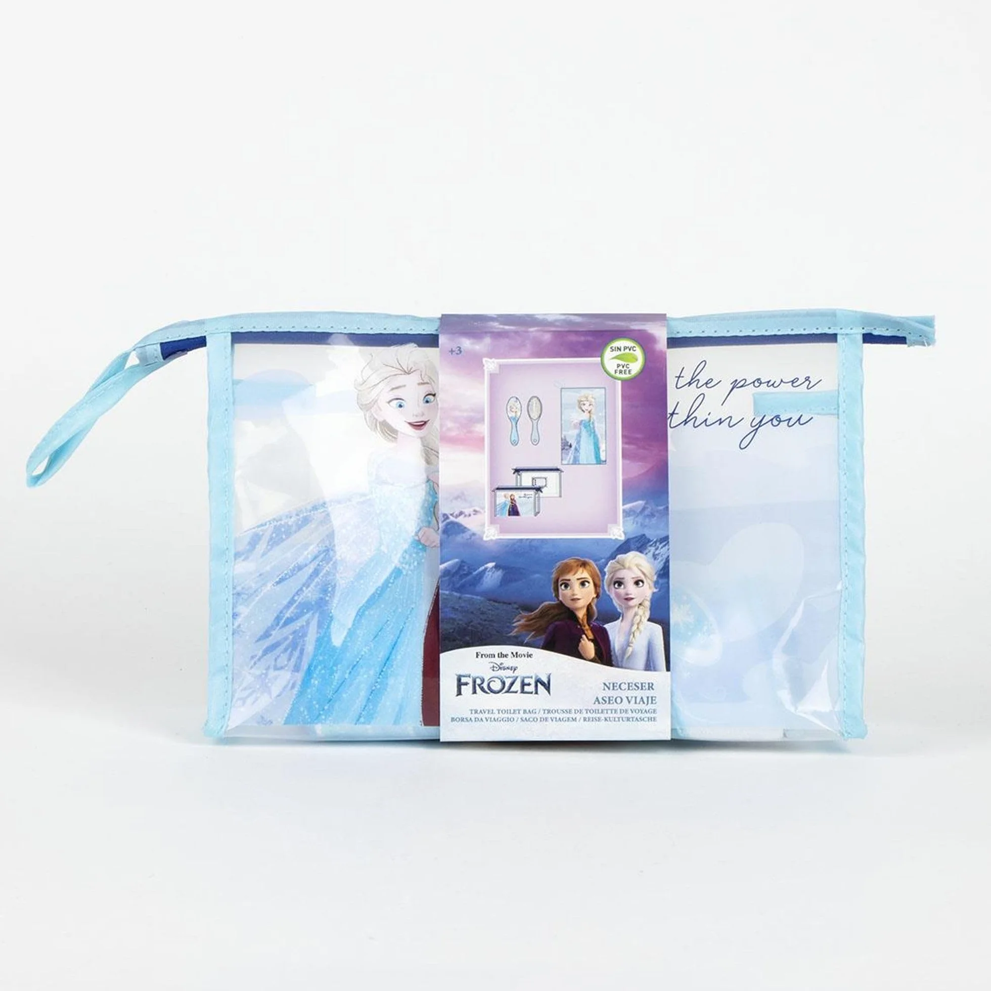 Trousse de Toilette La Reine des Neiges Voyage Bleu Transparente avec Fermeture éclair
