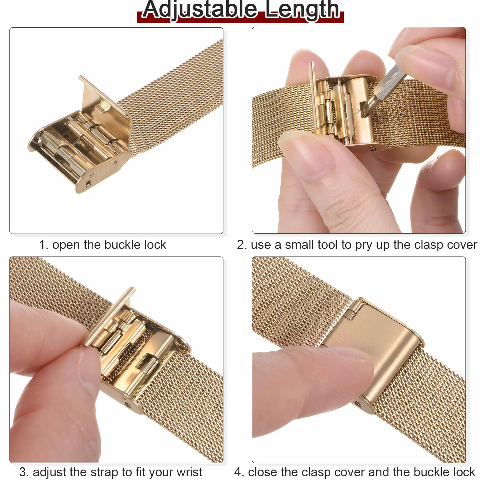 Bracelet de montre en acier inoxydable 316L Dégagement Rapide Réglable pour Hommes Femmes