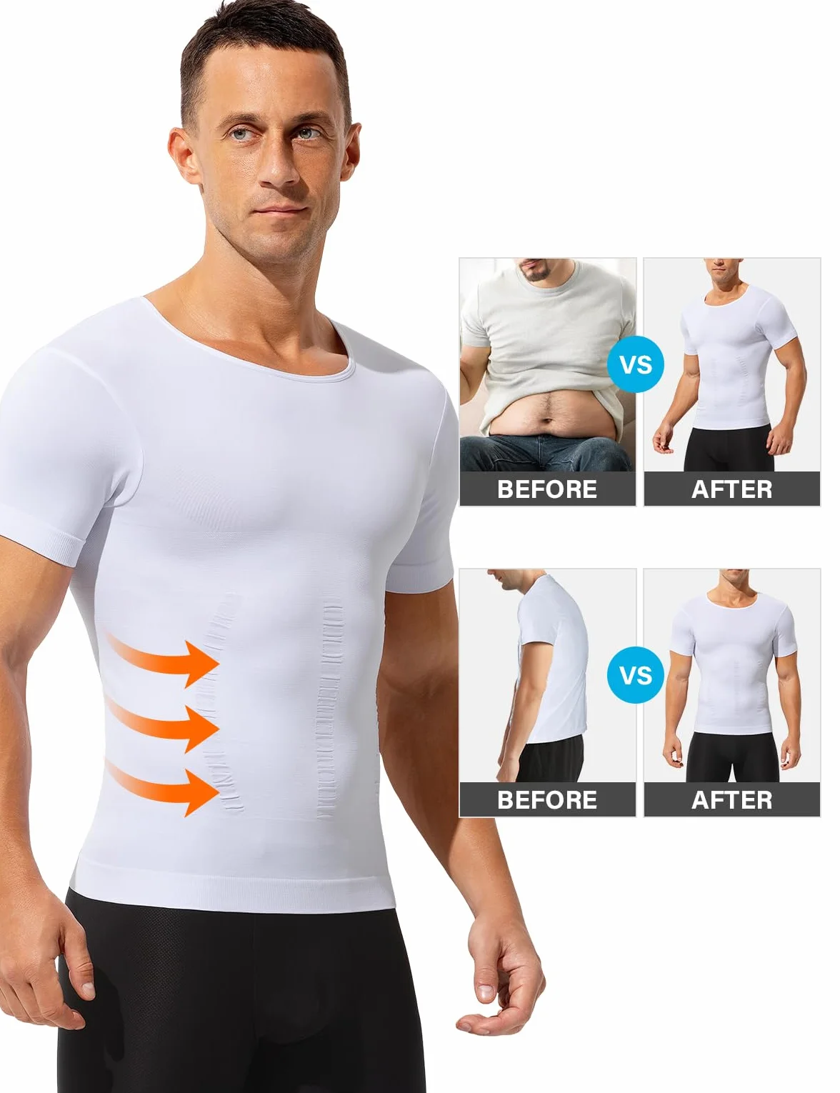Arjen Kroos Compression T-Shirt Homme Manches Courtes Body Shaper Shapewear