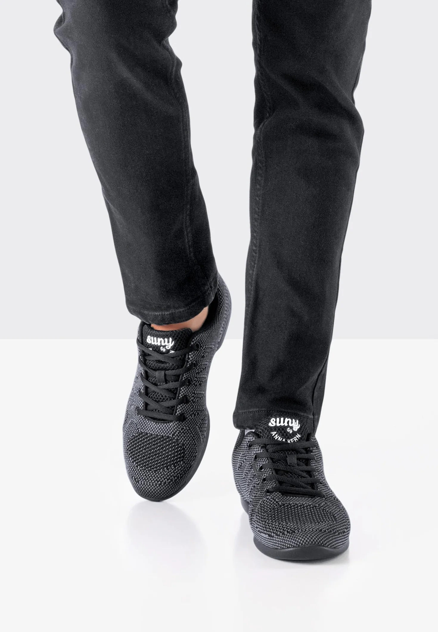 Anna Kern Baskets de danse pour homme 4050 Bold - Textile noir/gris - Semelle en polyuréthane divisée