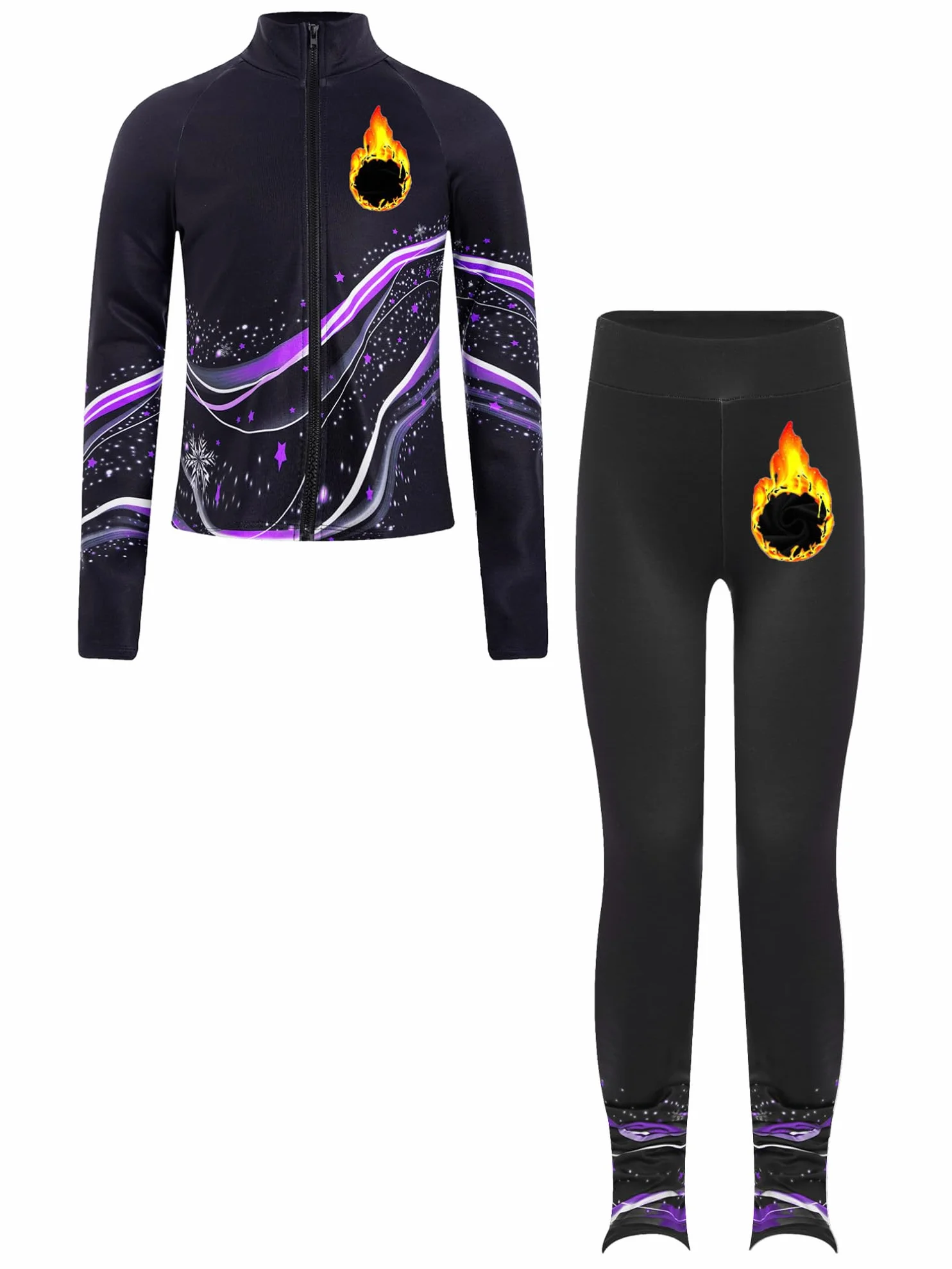 Ensemble Patinage Artistique Fille Veste Chaud Polaire Pantalon Legging Violet 9-10 ans